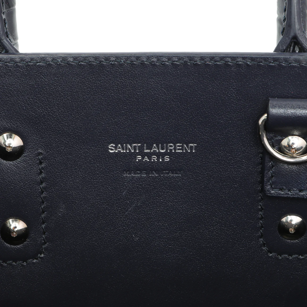 Saint Laurent Calfskin Crocodile Embossed Nano Sac De Jour - Image 9