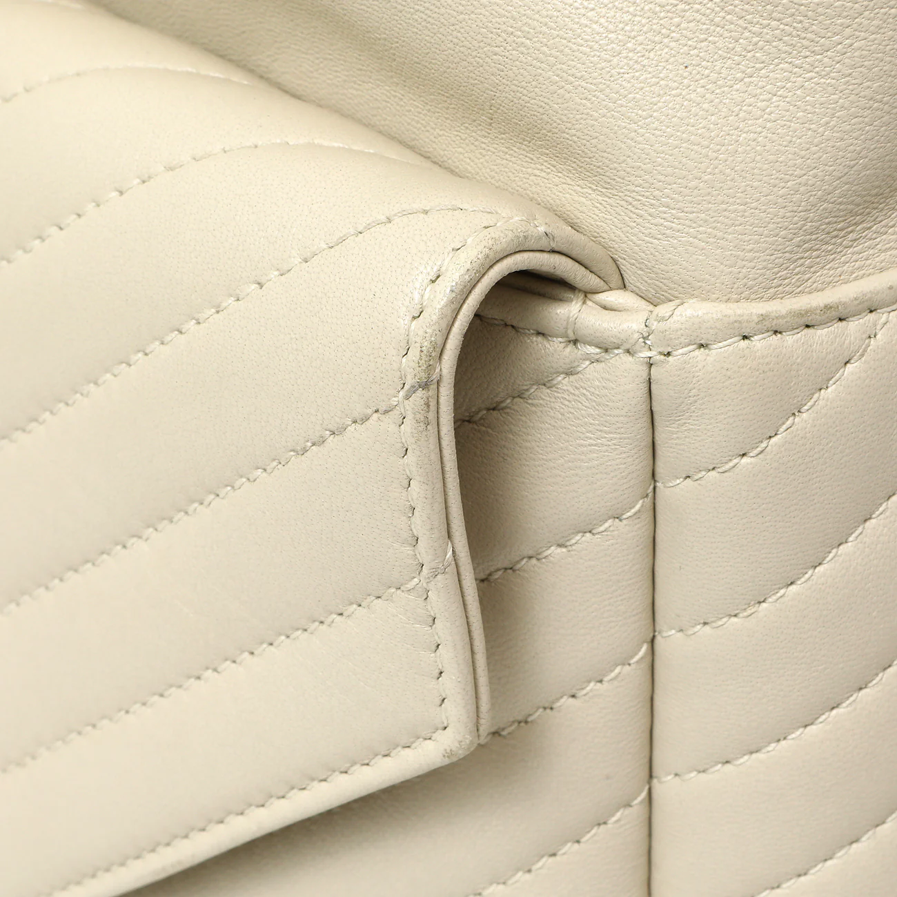 Saint Laurent Cream Lambskin Matelasse Monogram Joe Backpack - Image 14