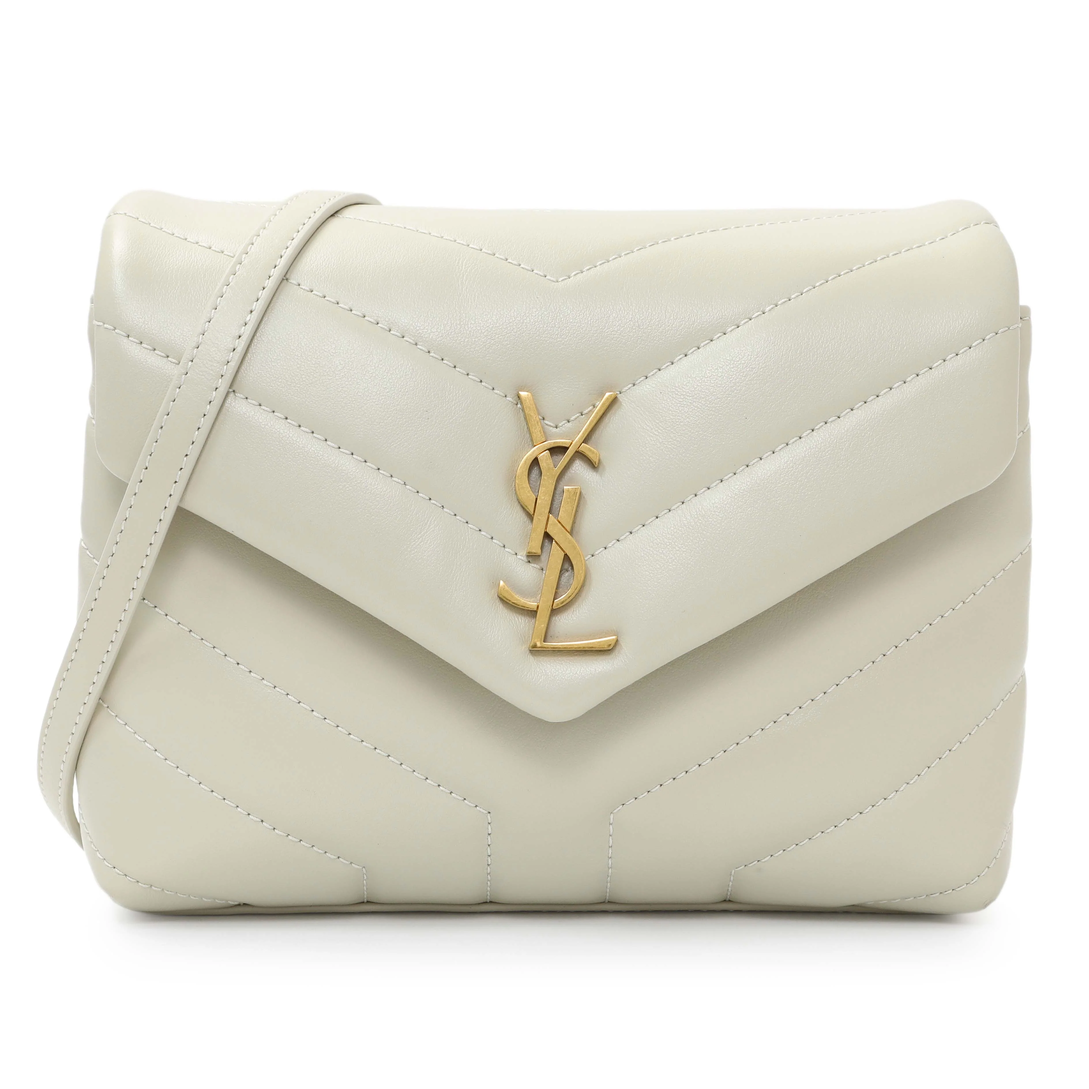 Saint Laurent Crema Calfskin Monogram Toy Loulou Crossbody