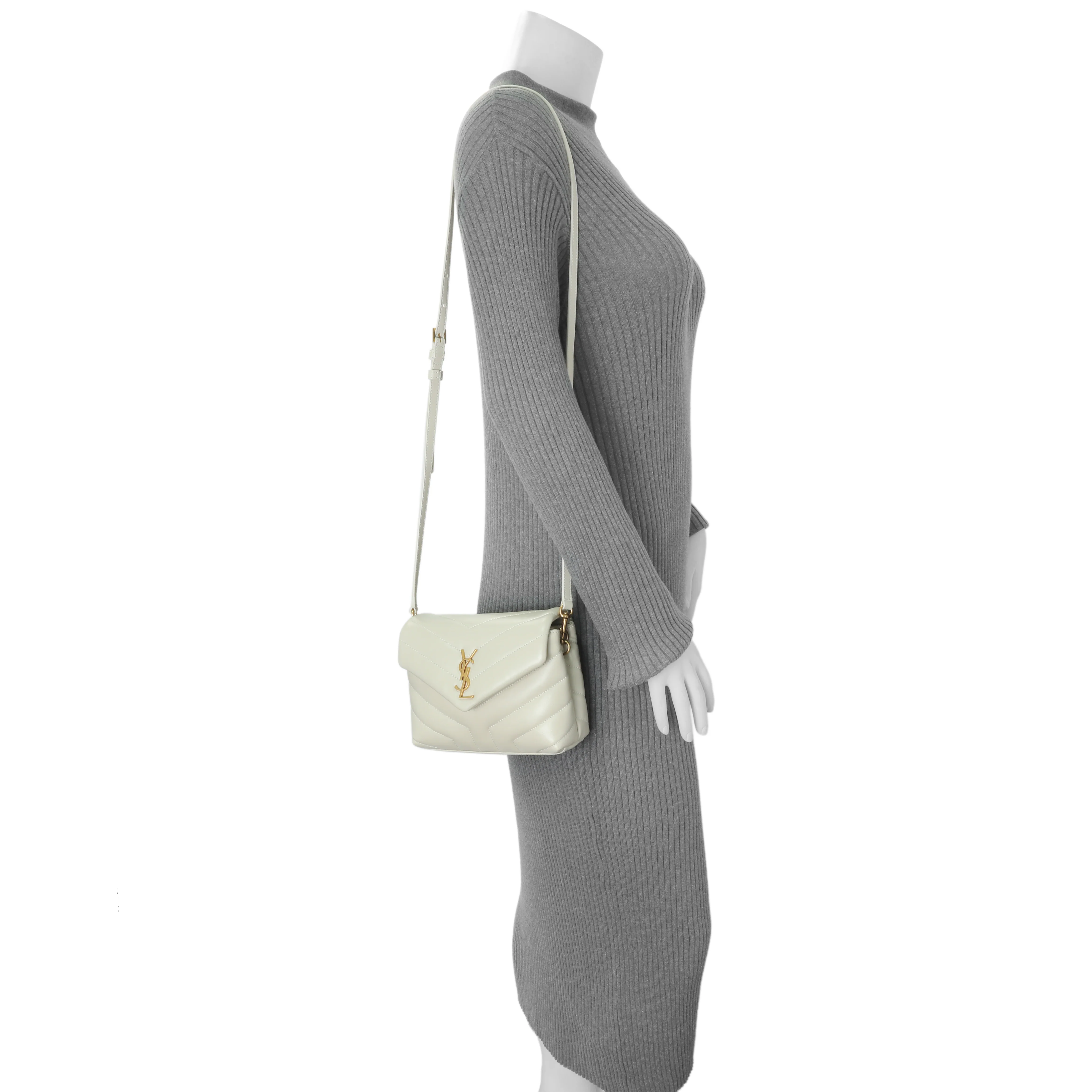 Saint Laurent Crema Calfskin Monogram Toy Loulou Crossbody - Image 11