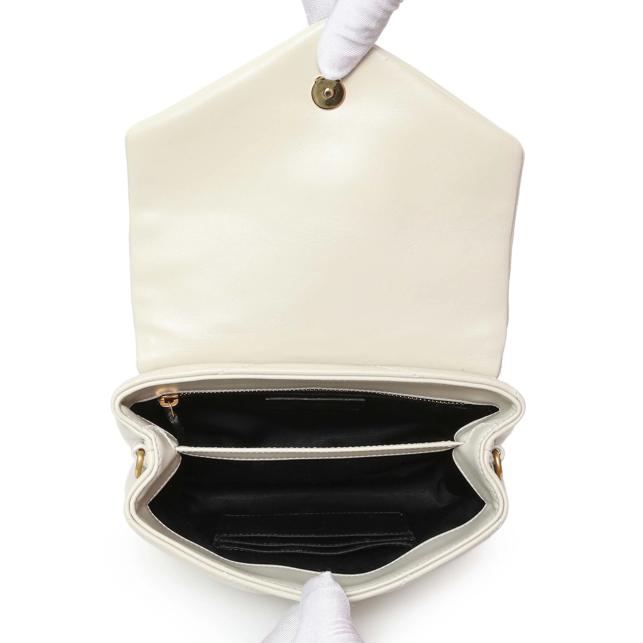 Saint Laurent Crema Calfskin Monogram Toy Loulou Crossbody - Image 8