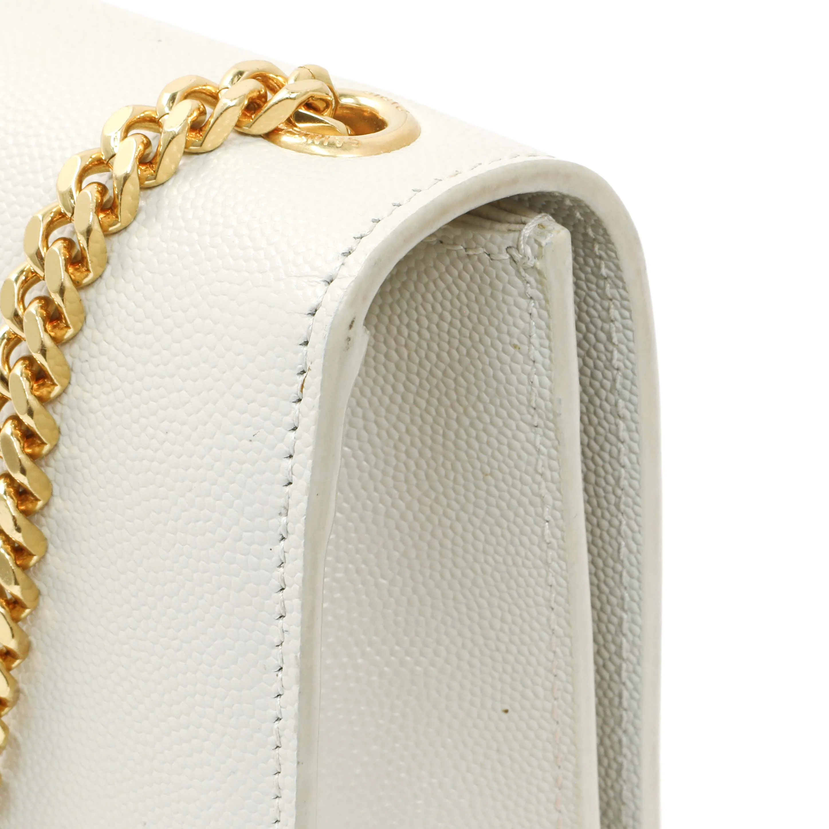 Saint Laurent Crema Soft Grain De Poudre Small Classic Monogram Kate Tassel Satchel - Image 11