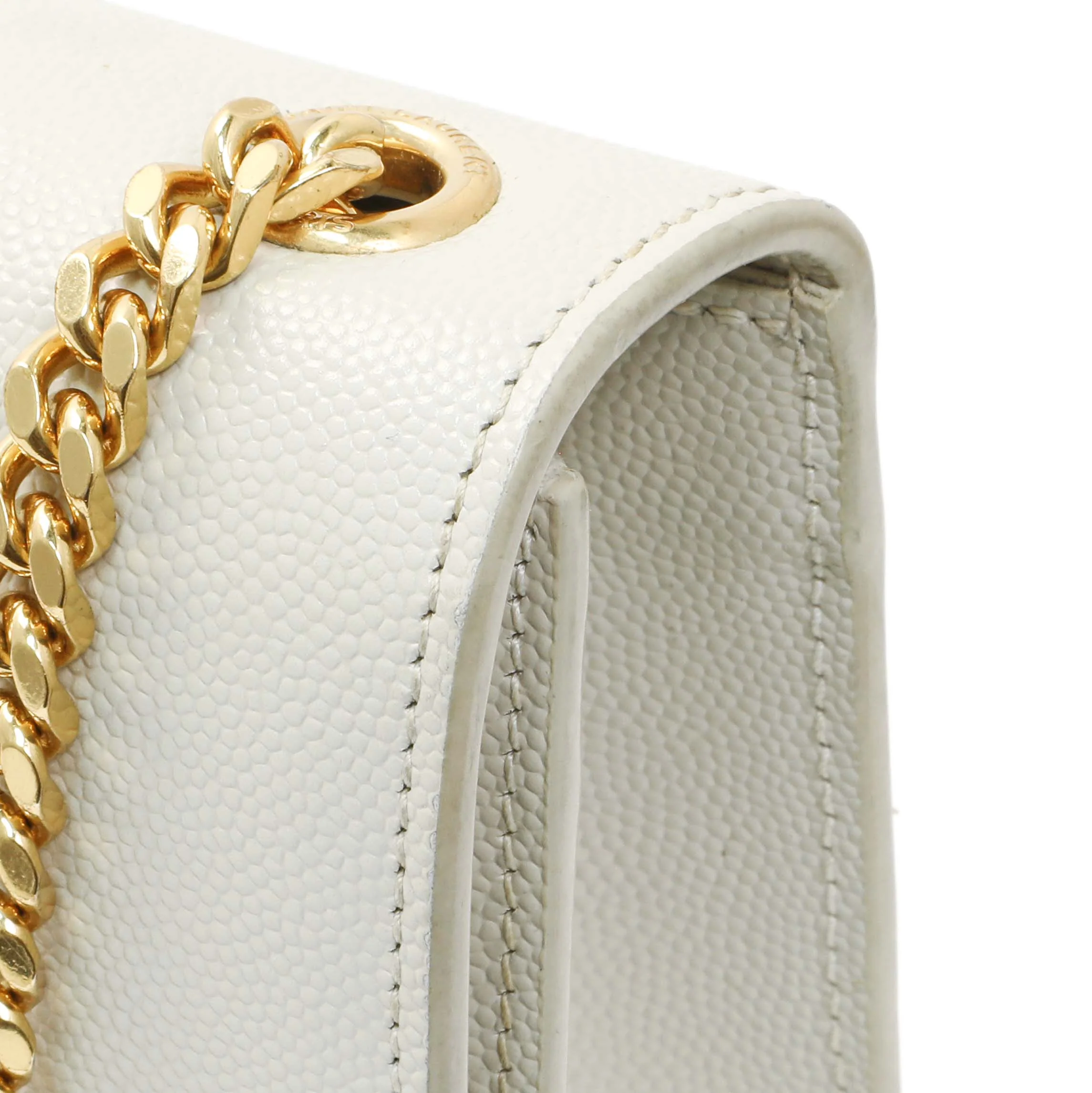 Saint Laurent Crema Soft Grain De Poudre Small Classic Monogram Kate Tassel Satchel - Image 12