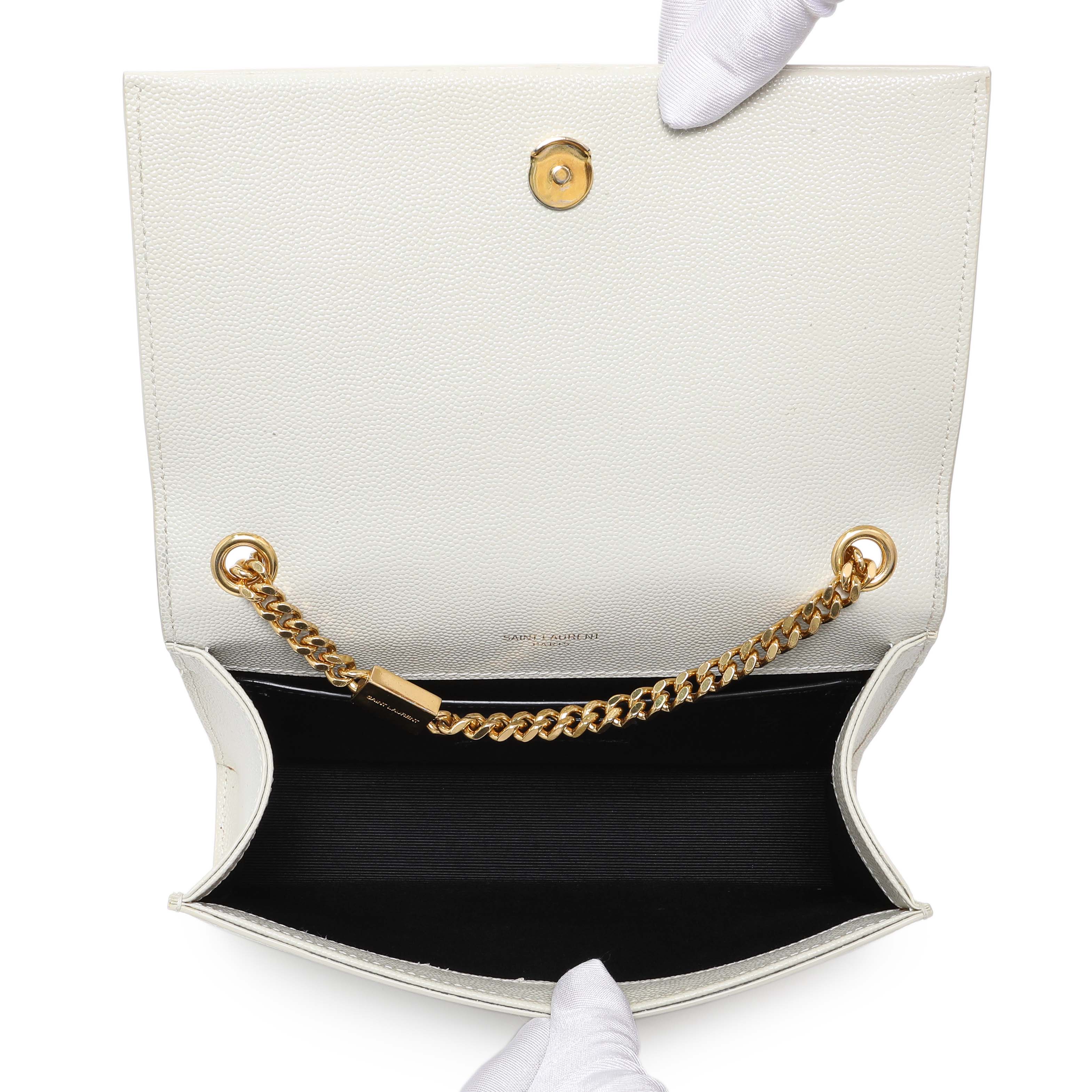 Saint Laurent Crema Soft Grain De Poudre Small Classic Monogram Kate Tassel Satchel - Image 8