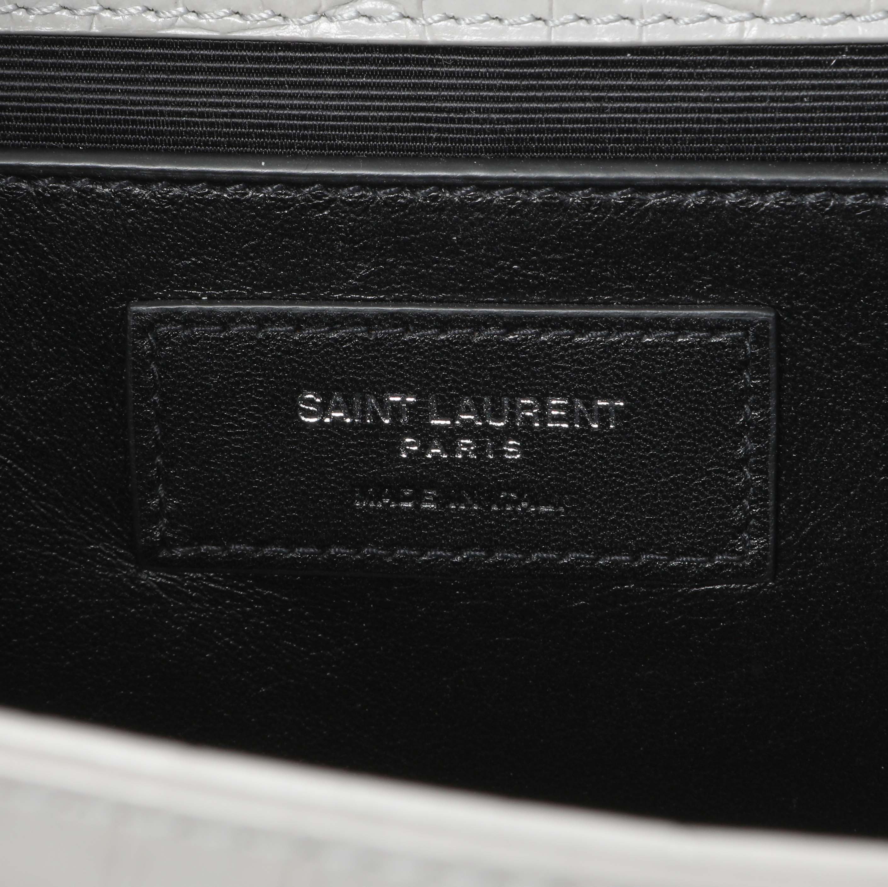 Saint Laurent Crocodile Embossed Calfskin Medium Monogram Kate Tassel Satchel - Image 9
