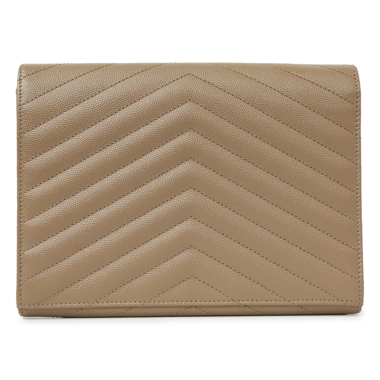 Saint Laurent Dark Beige Grain De Poudre Matelasse Chevron Monogram Cassandre Flap Pouch - Image 2