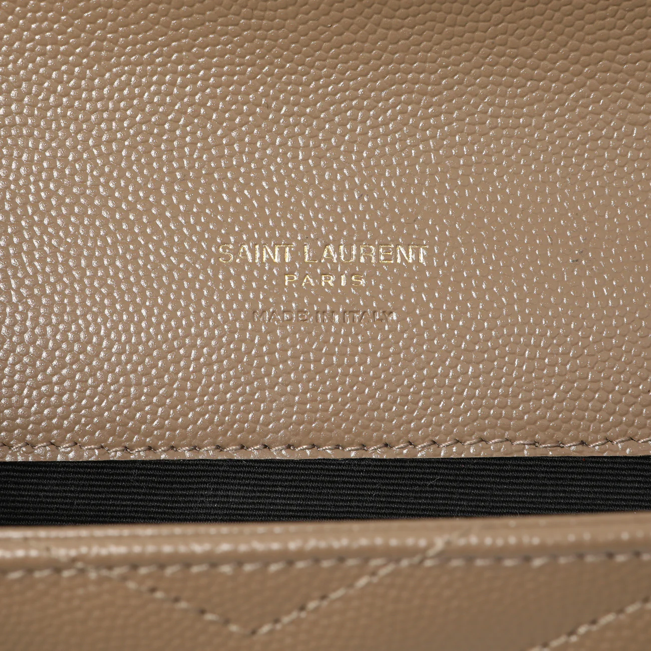 Saint Laurent Dark Beige Grain De Poudre Matelasse Chevron Monogram Cassandre Flap Pouch - Image 5