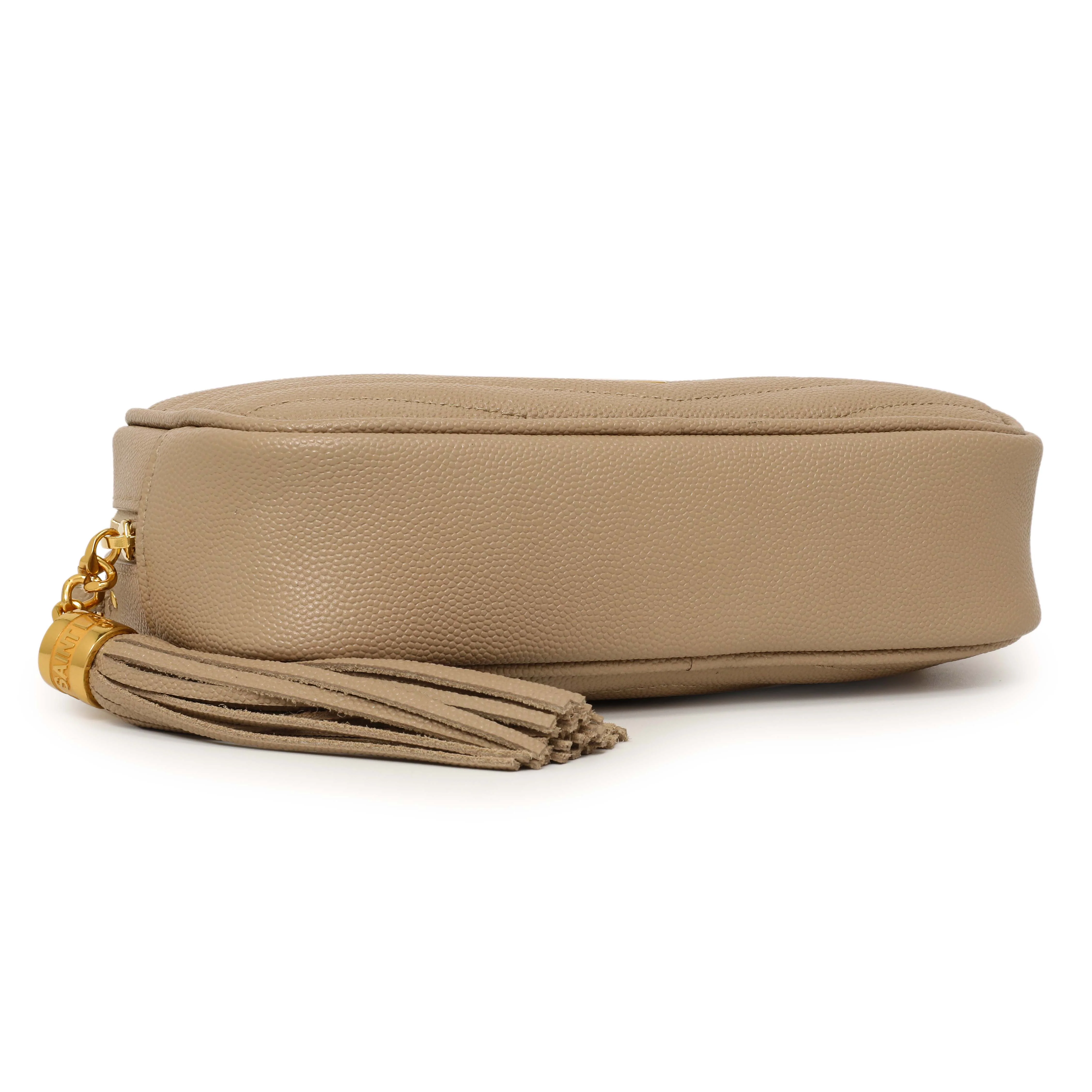 Saint Laurent Dark Beige Grain De Poudre Matelasse Monogram Mini Lou Camera Bag - Image 4