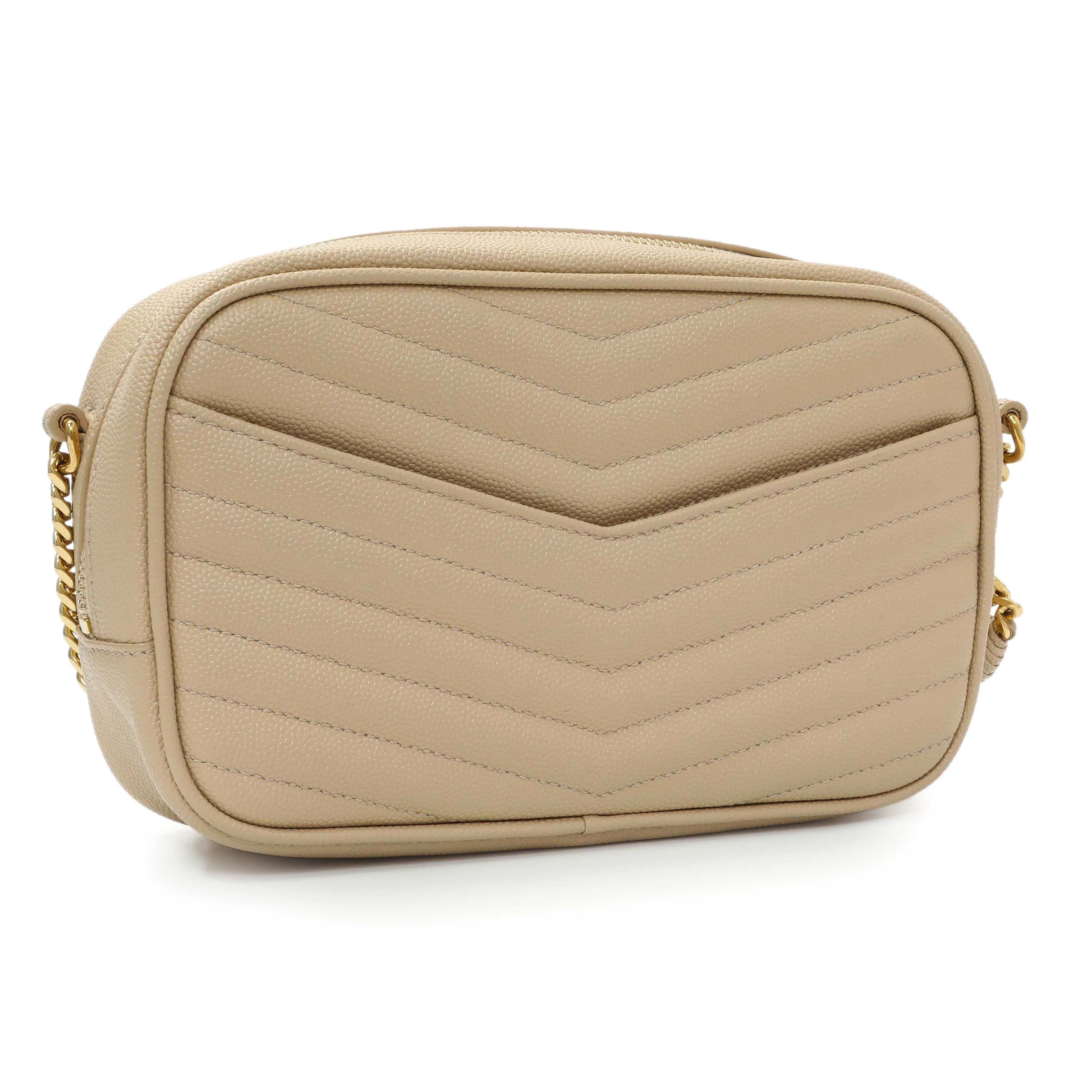 Saint Laurent Dark Beige Grain De Poudre Matelasse Monogram Mini Lou Camera Bag - Image 2