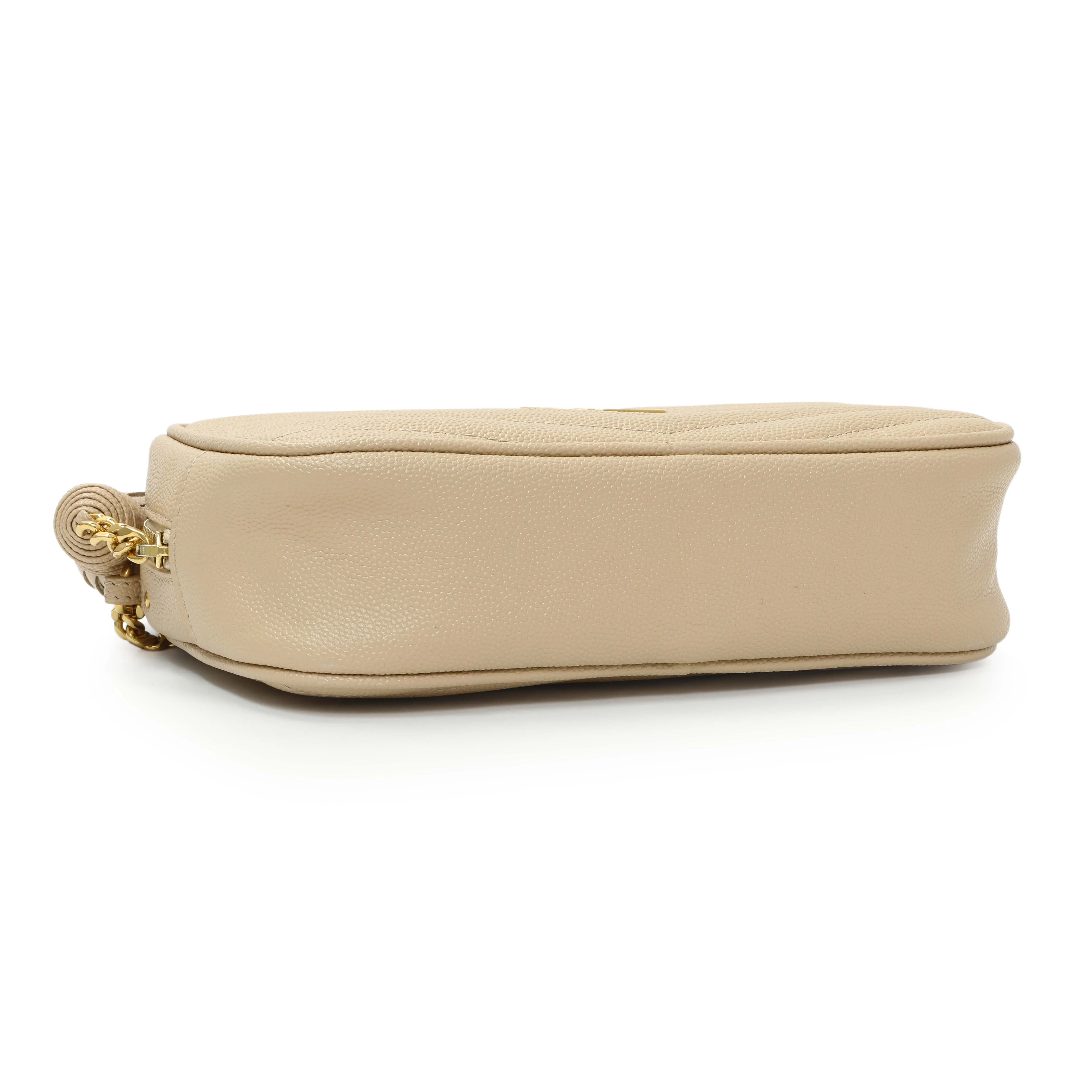 Saint Laurent Dark Beige Grain De Poudre Matelasse Monogram Mini Lou Camera Bag - Image 3