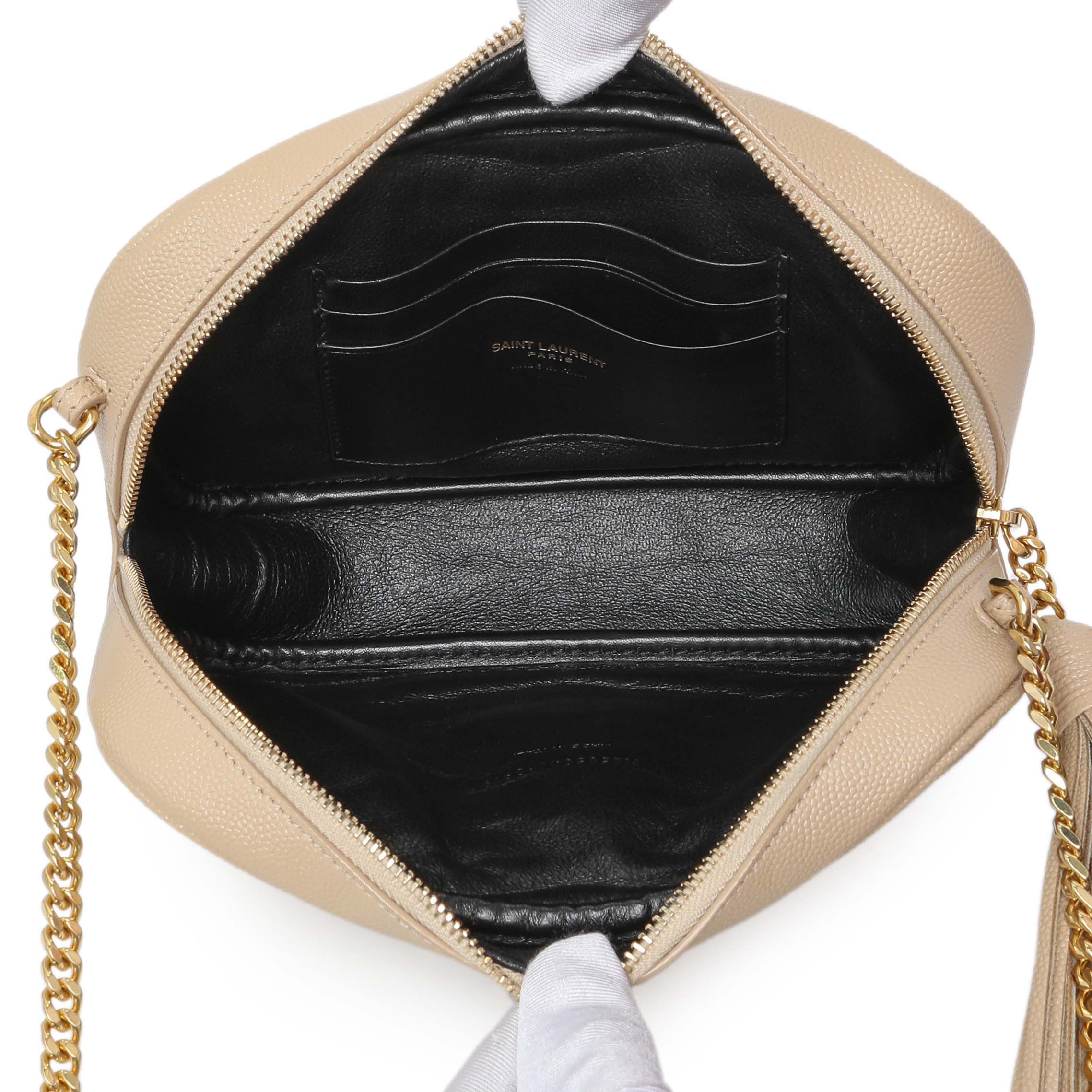 Saint Laurent Dark Beige Grain De Poudre Matelasse Monogram Mini Lou Camera Bag - Image 4