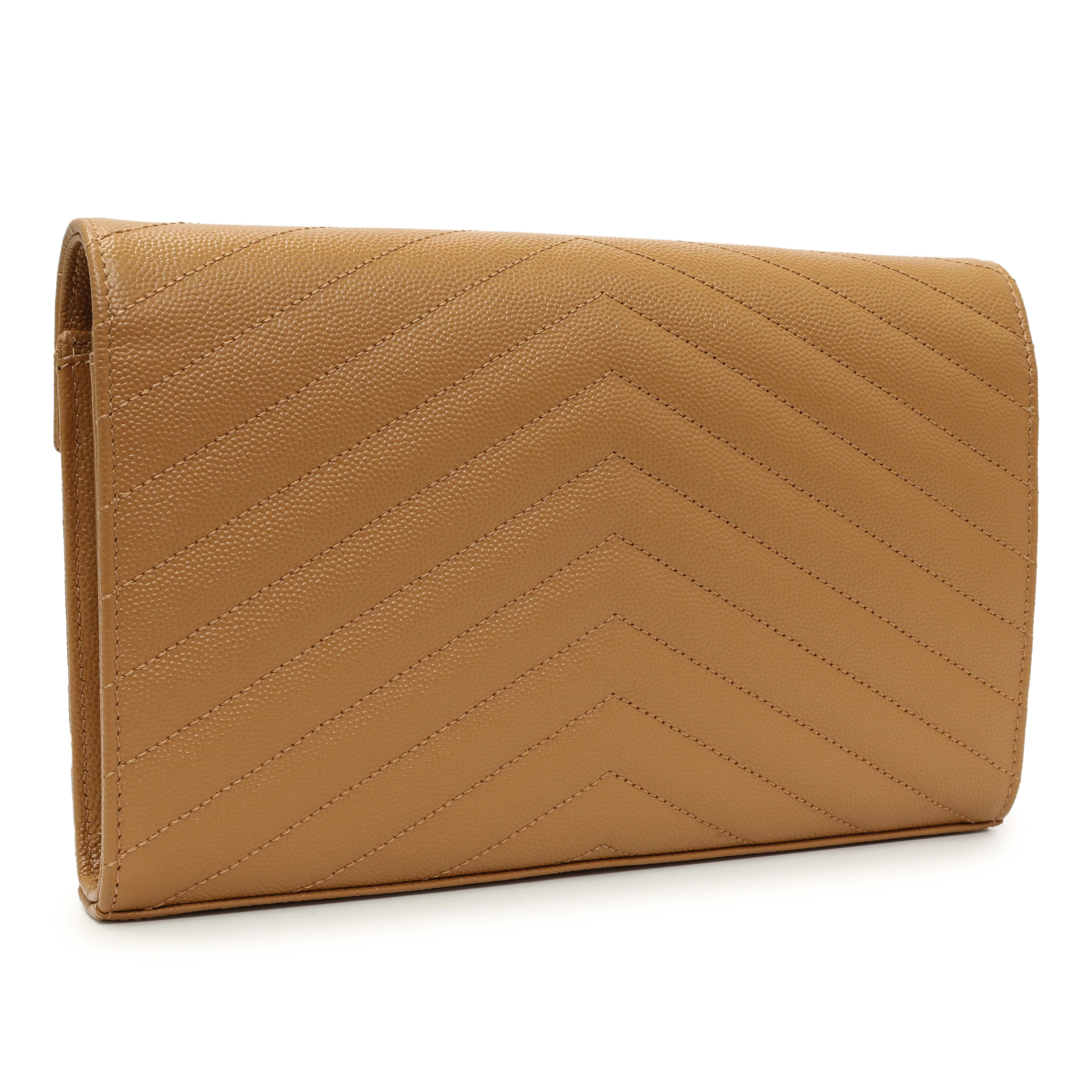 Saint Laurent Dune Grain De Poudre Matelasse Chevron Monogram Chain Wallet - Image 2