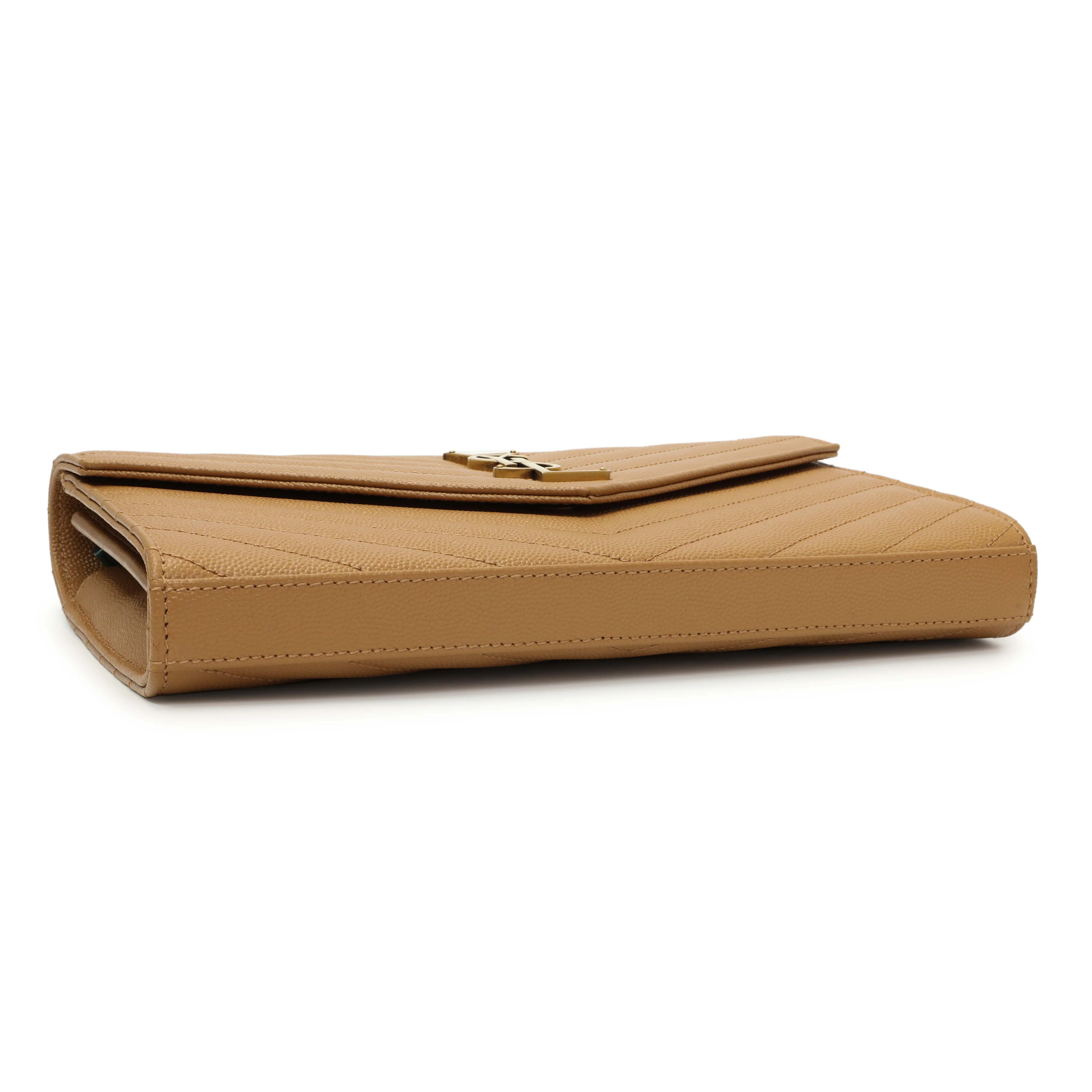 Saint Laurent Dune Grain De Poudre Matelasse Chevron Monogram Chain Wallet - Image 3