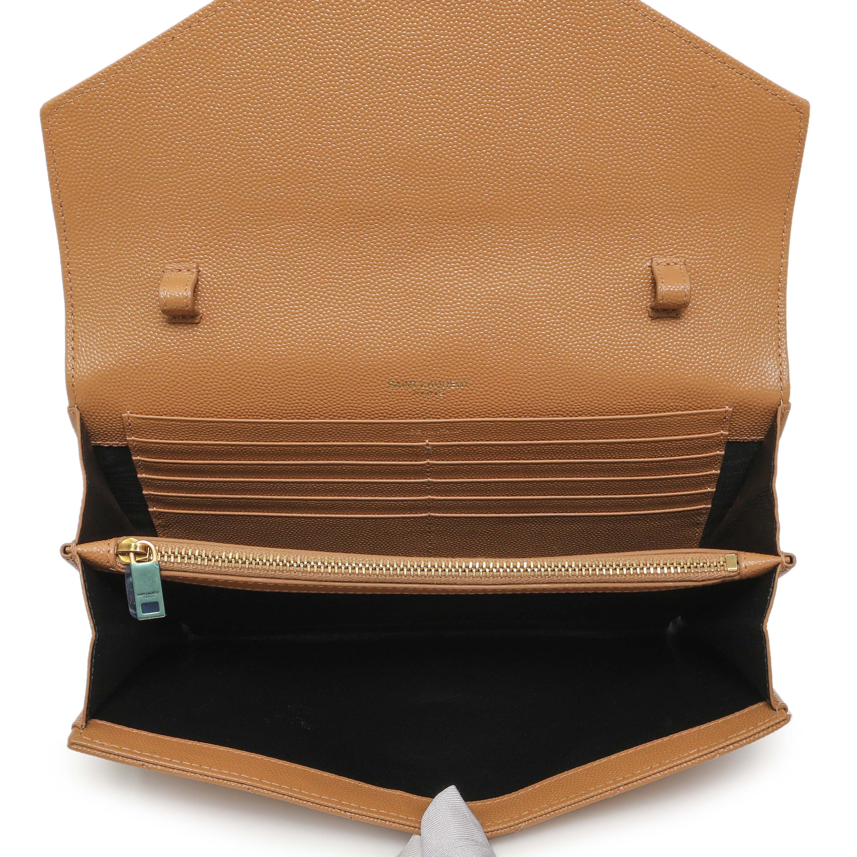 Saint Laurent Dune Grain De Poudre Matelasse Chevron Monogram Chain Wallet - Image 4