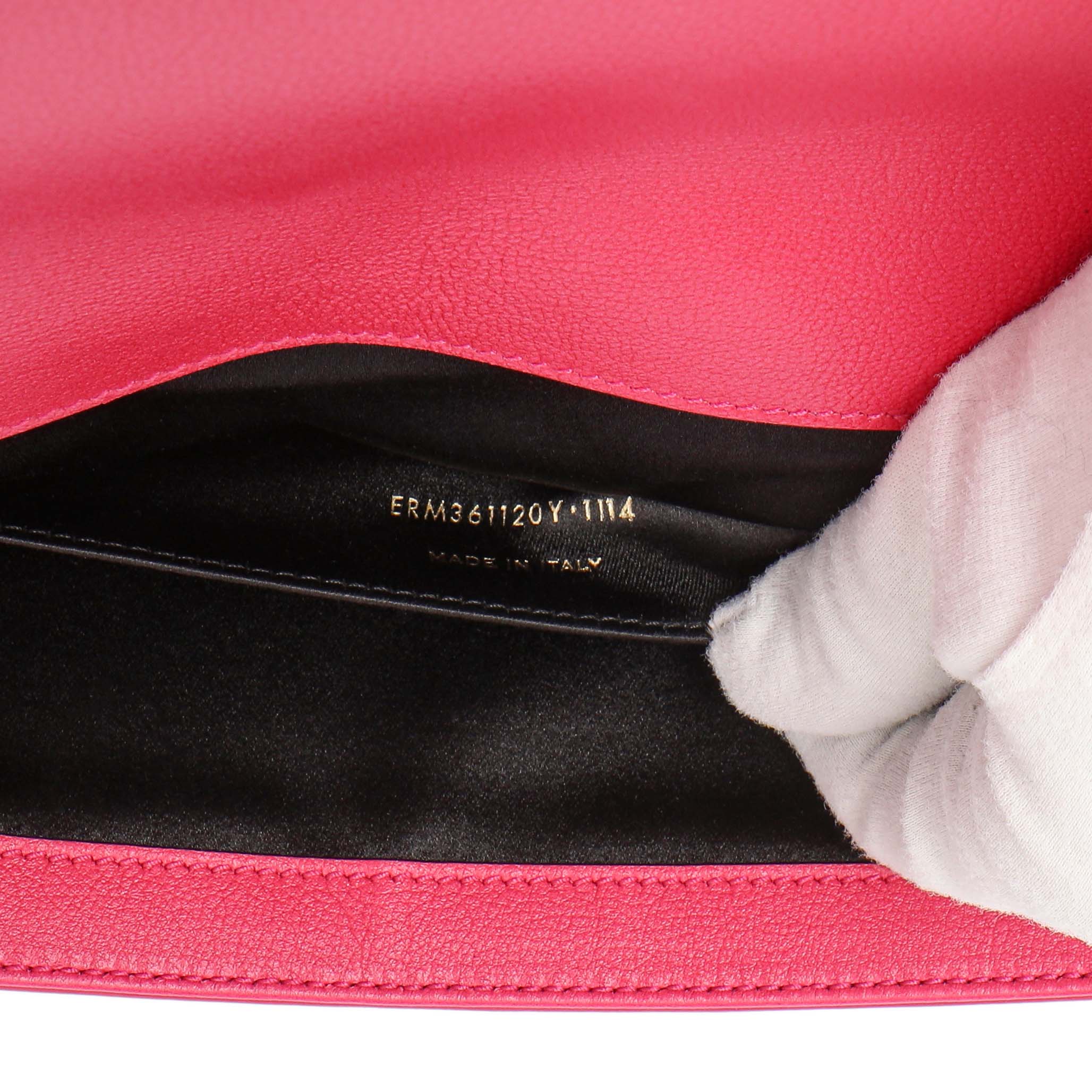 Saint Laurent Fuchsia Calfskin Monogram Large Belle De Jour Clutch - Image 6