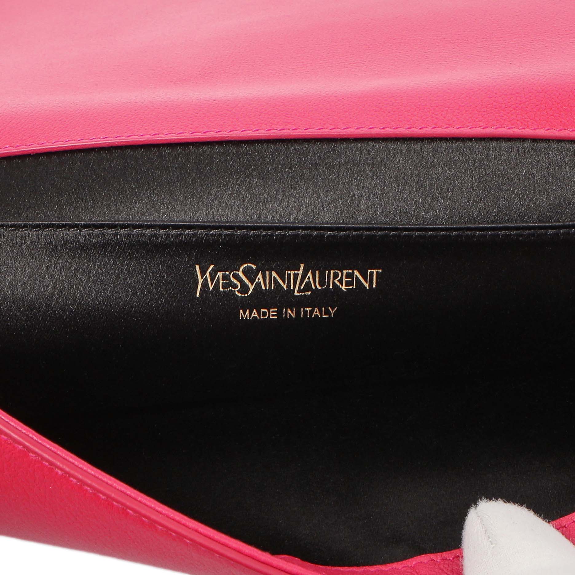 Saint Laurent Fuchsia Calfskin Monogram Large Belle De Jour Clutch - Image 5
