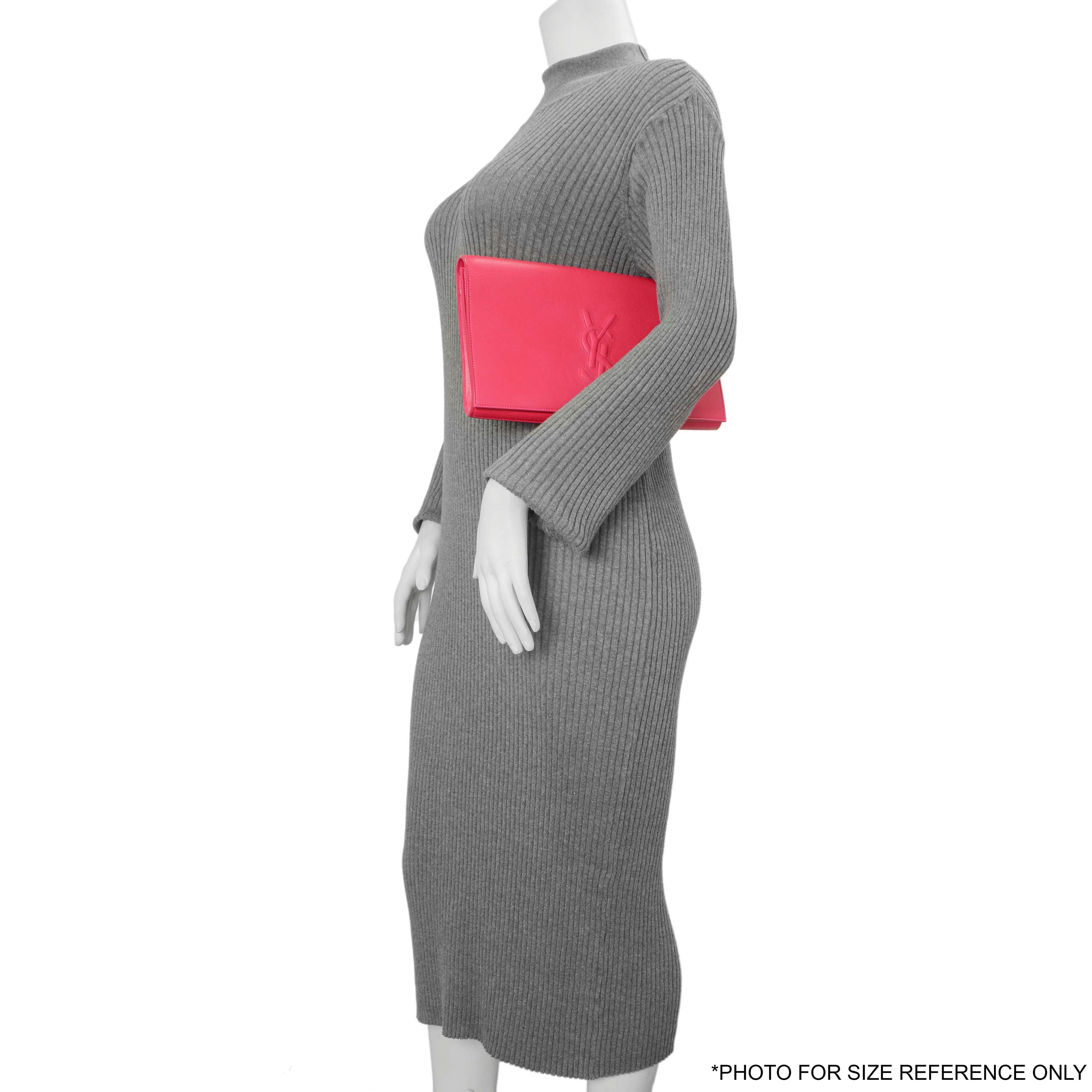Saint Laurent Fuchsia Calfskin Monogram Large Belle De Jour Clutch - Image 7