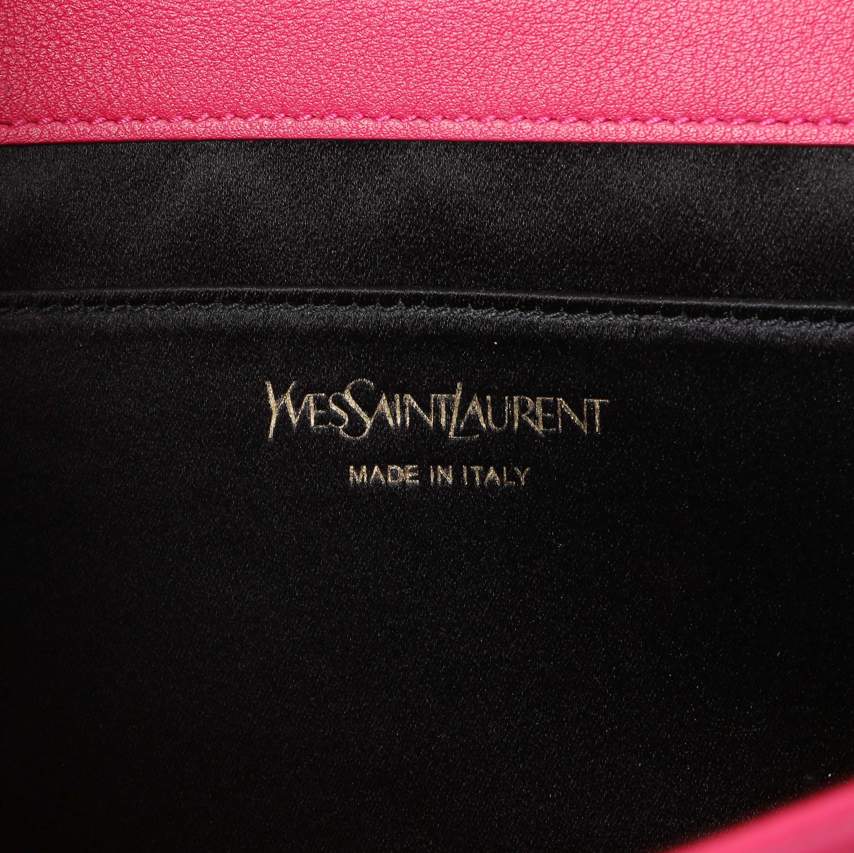 Saint Laurent Fuchsia Calfskin Monogram Large Belle De Jour Clutch - Image 5