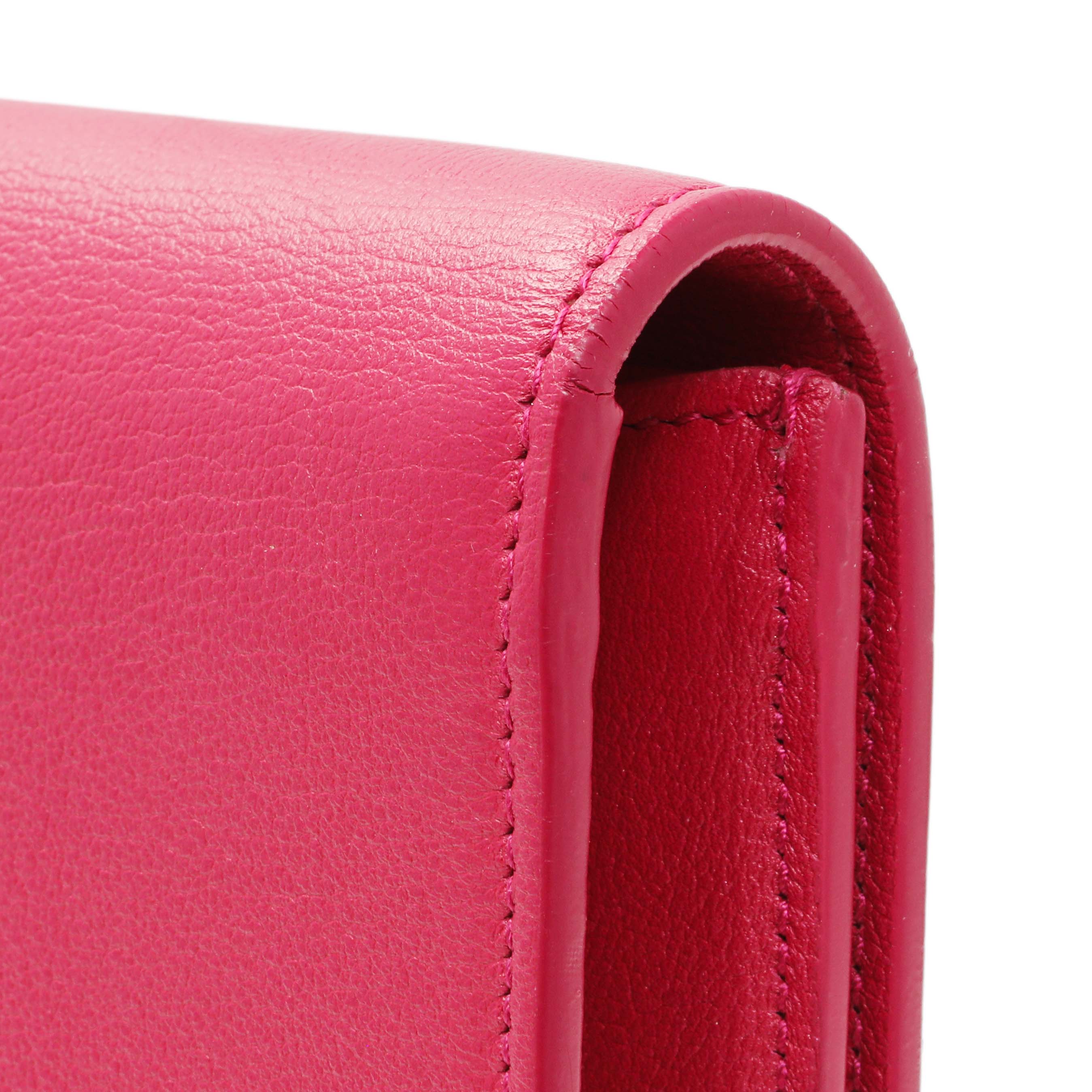 Saint Laurent Fuchsia Calfskin Monogram Large Belle De Jour Clutch - Image 8