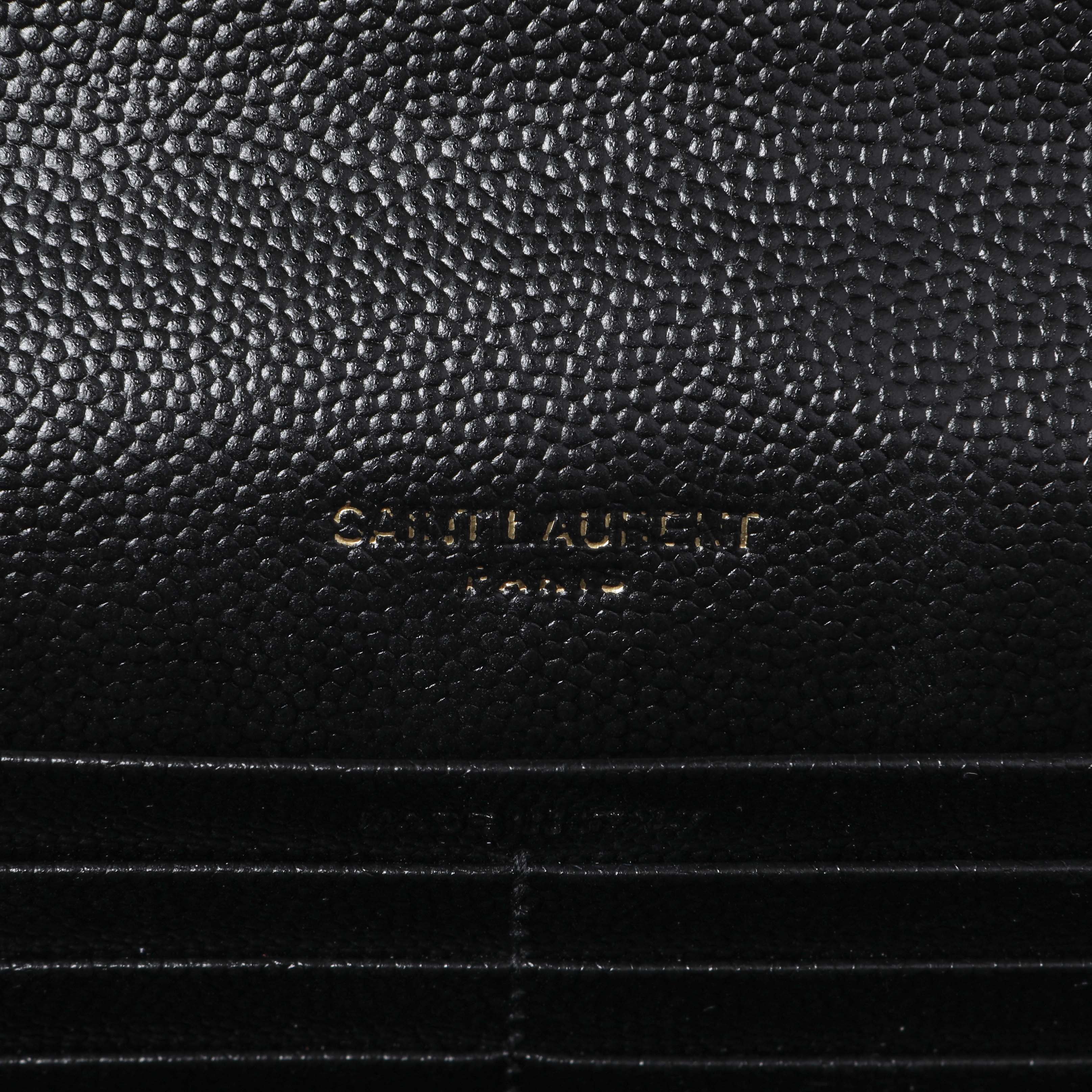 Saint Laurent Grain De Poudre Matelasse Chevron Monogram Chain Wallet - Image 11