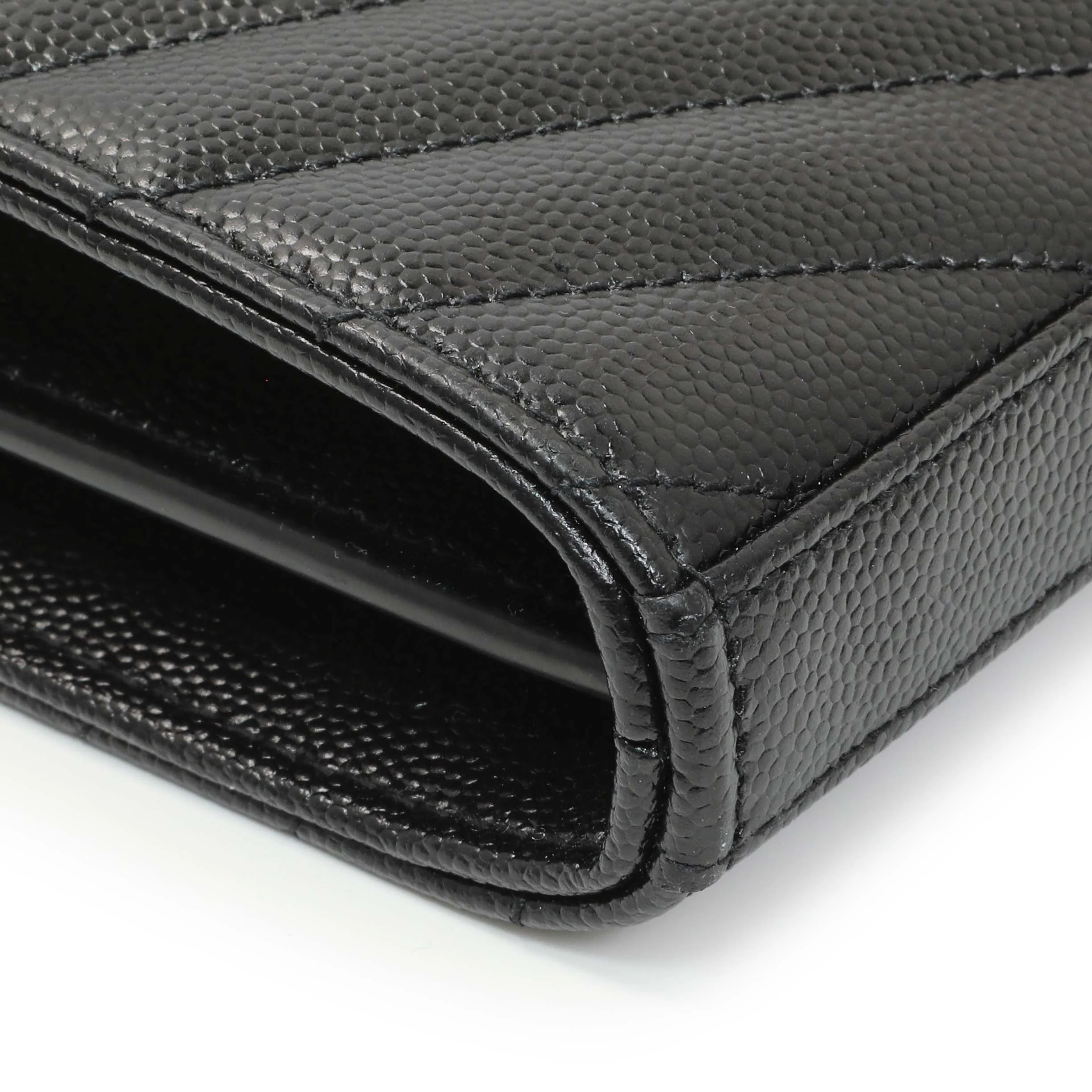 Saint Laurent Grain De Poudre Matelasse Chevron Monogram Chain Wallet - Image 4