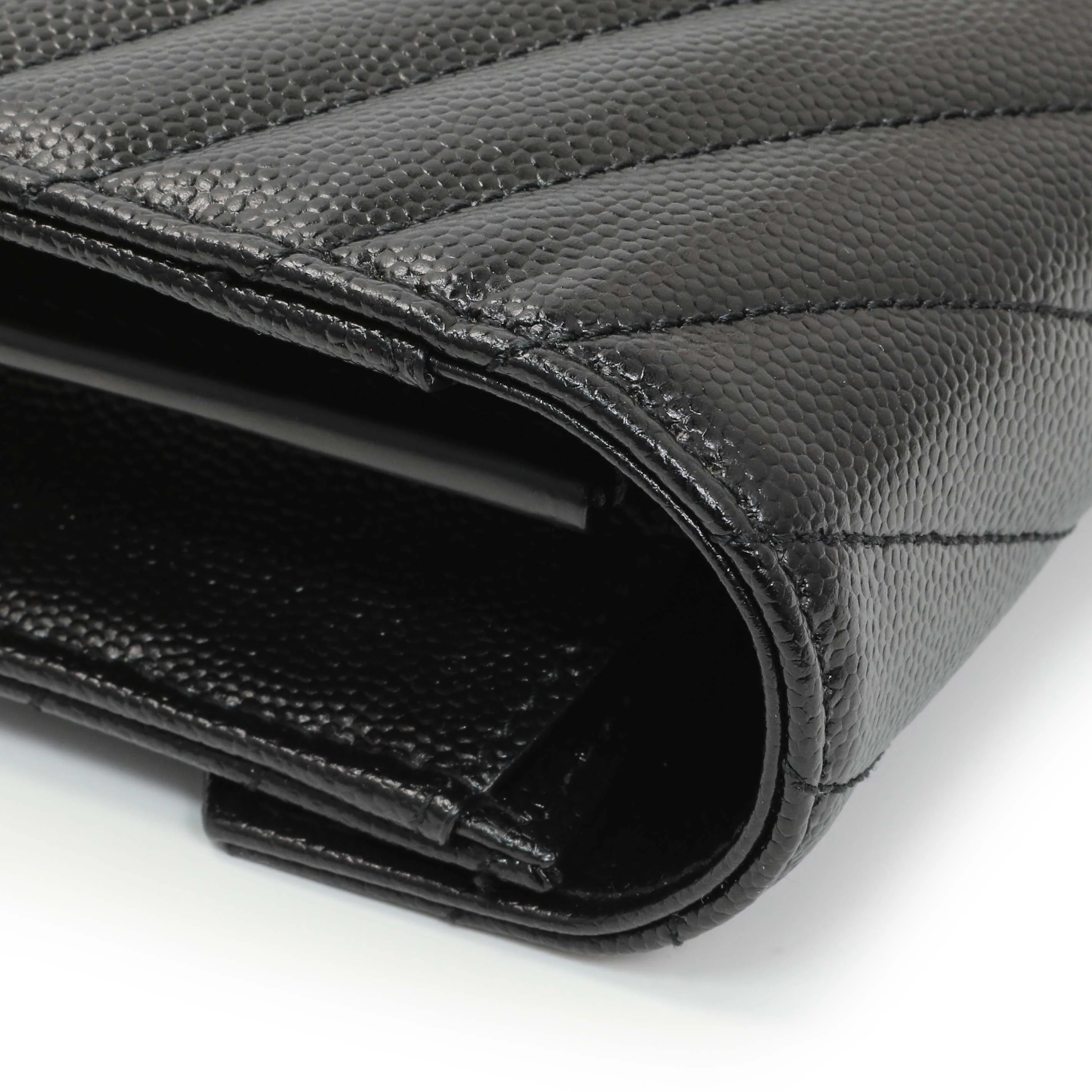 Saint Laurent Grain De Poudre Matelasse Chevron Monogram Chain Wallet - Image 8