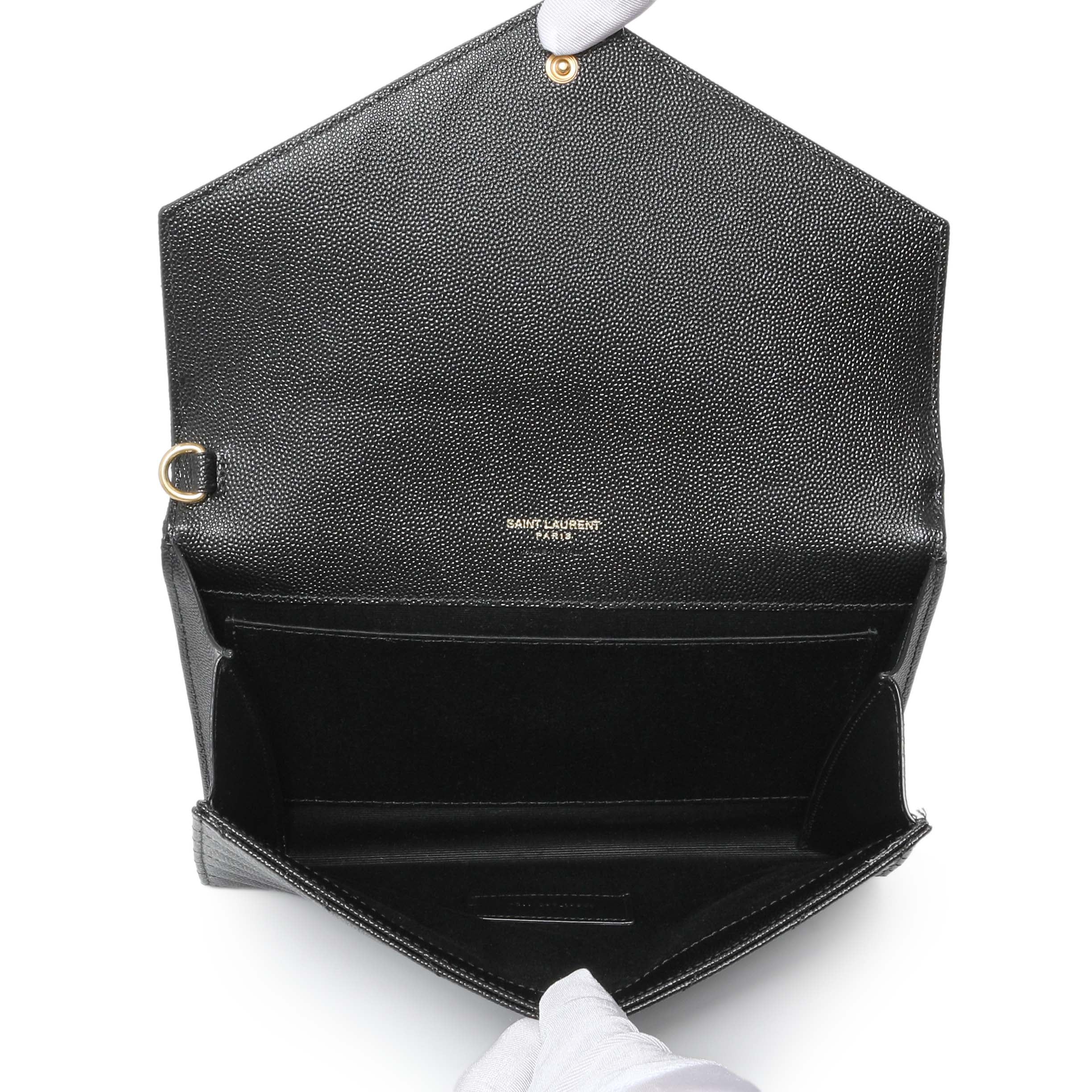 Saint Laurent Grain De Poudre Matelasse Chevron Monogram Envelope Clutch - Image 4