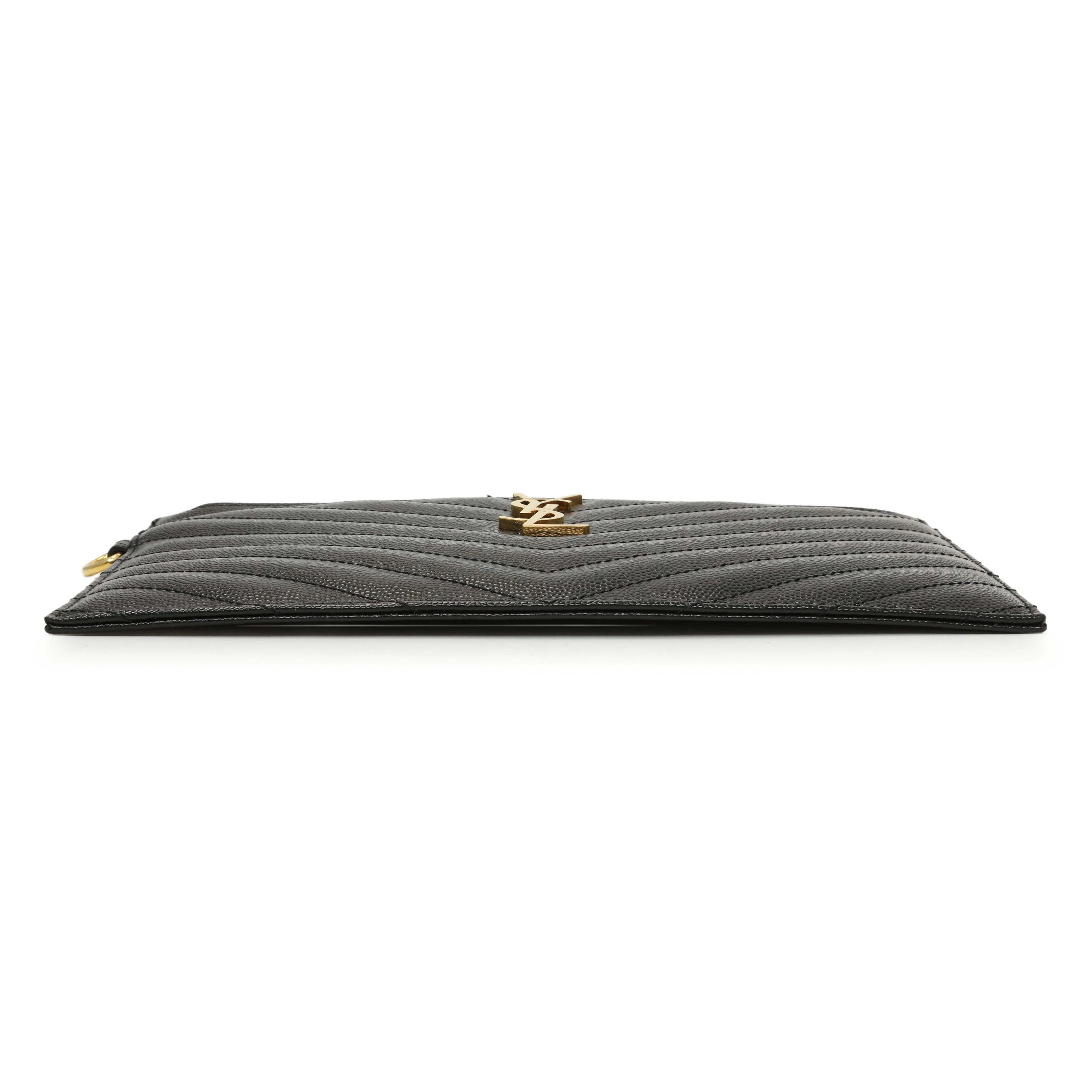 Saint Laurent Grain De Poudre Matelasse Chevron Monogram Large Bill Pouch - Image 3