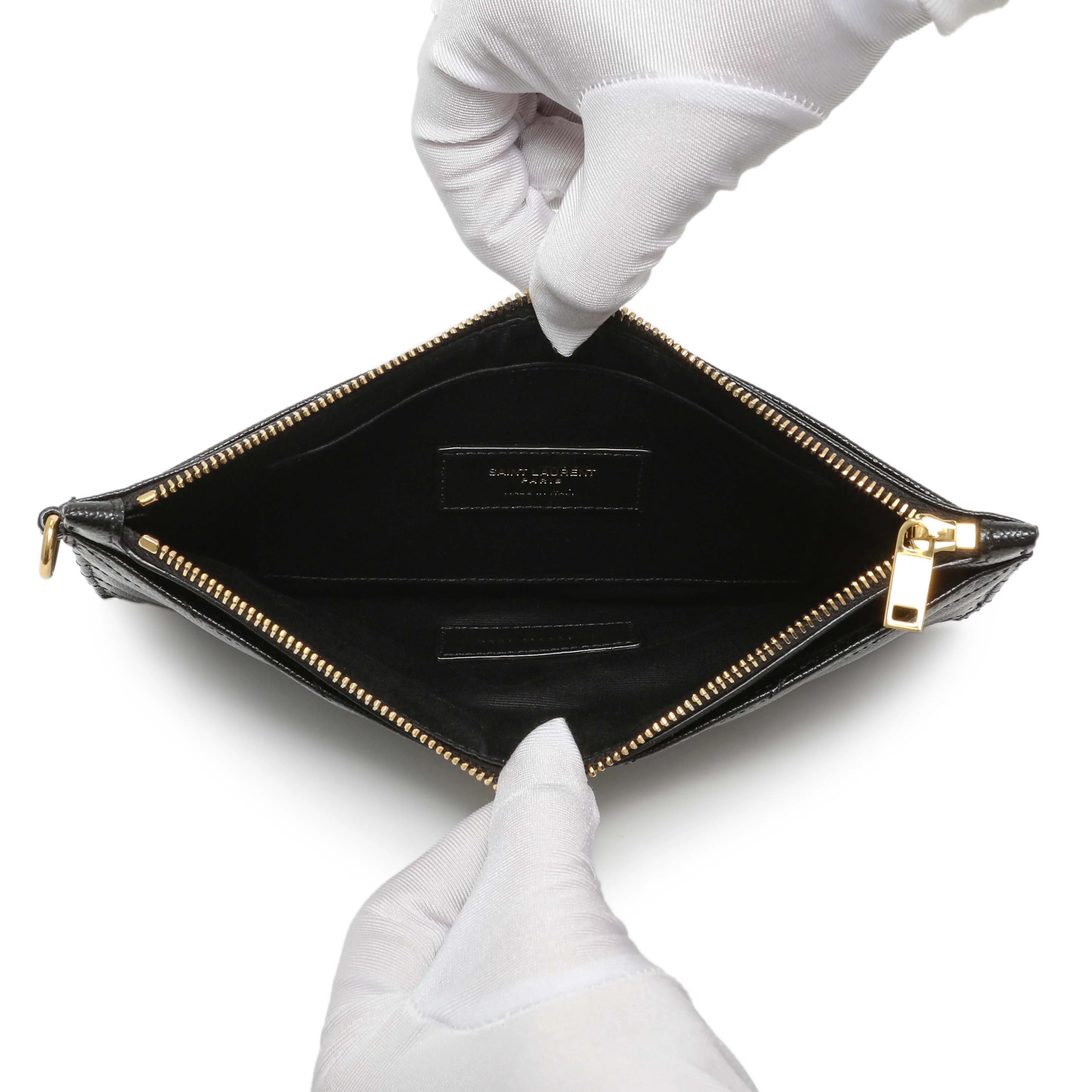 Saint Laurent Grain De Poudre Matelasse Chevron Monogram Large Bill Pouch - Image 4