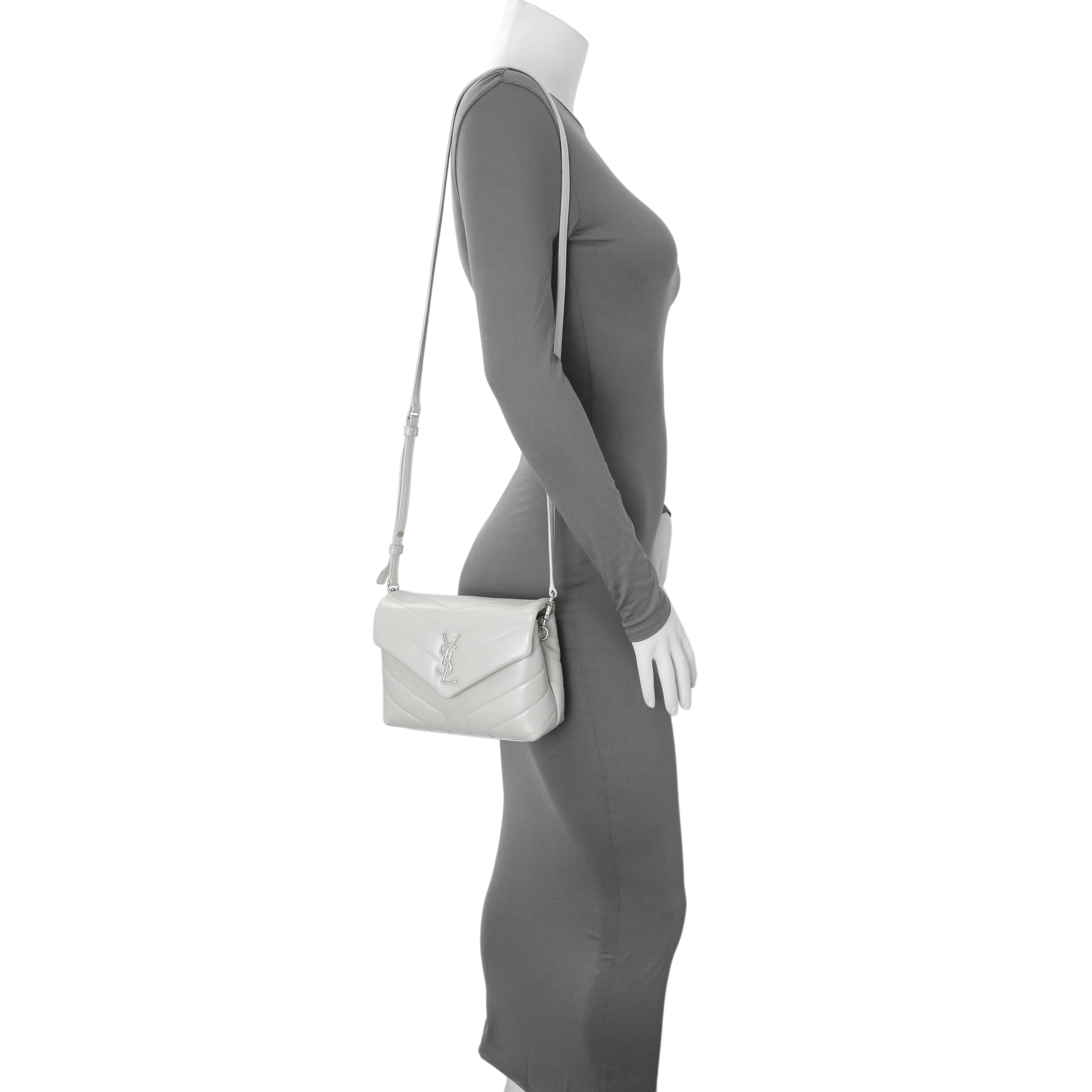 Saint Laurent Grey Calfskin Monogram Toy Loulou Crossbody - Image 9