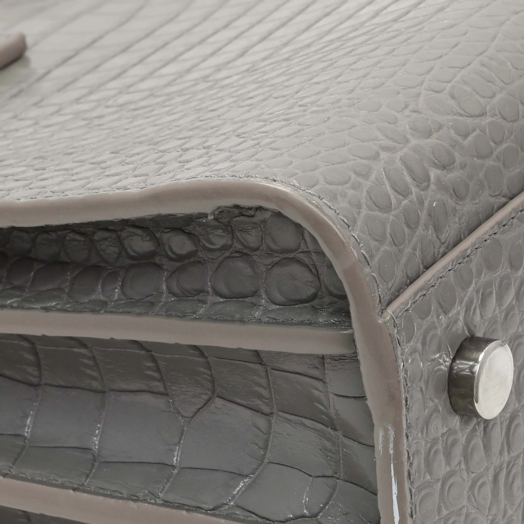 Saint Laurent Grey Croc Embossed Baby Sac De Jour - Image 4