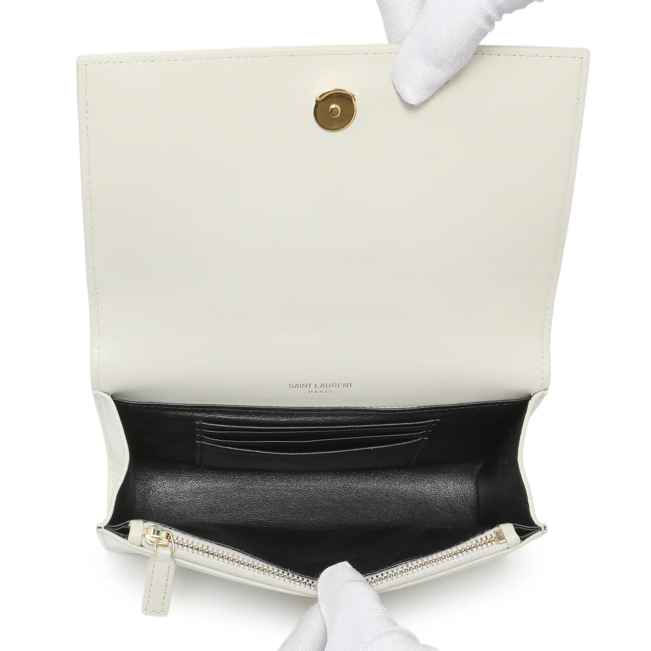 Saint Laurent Ivory Calfskin Kate Belt Bag - Image 8