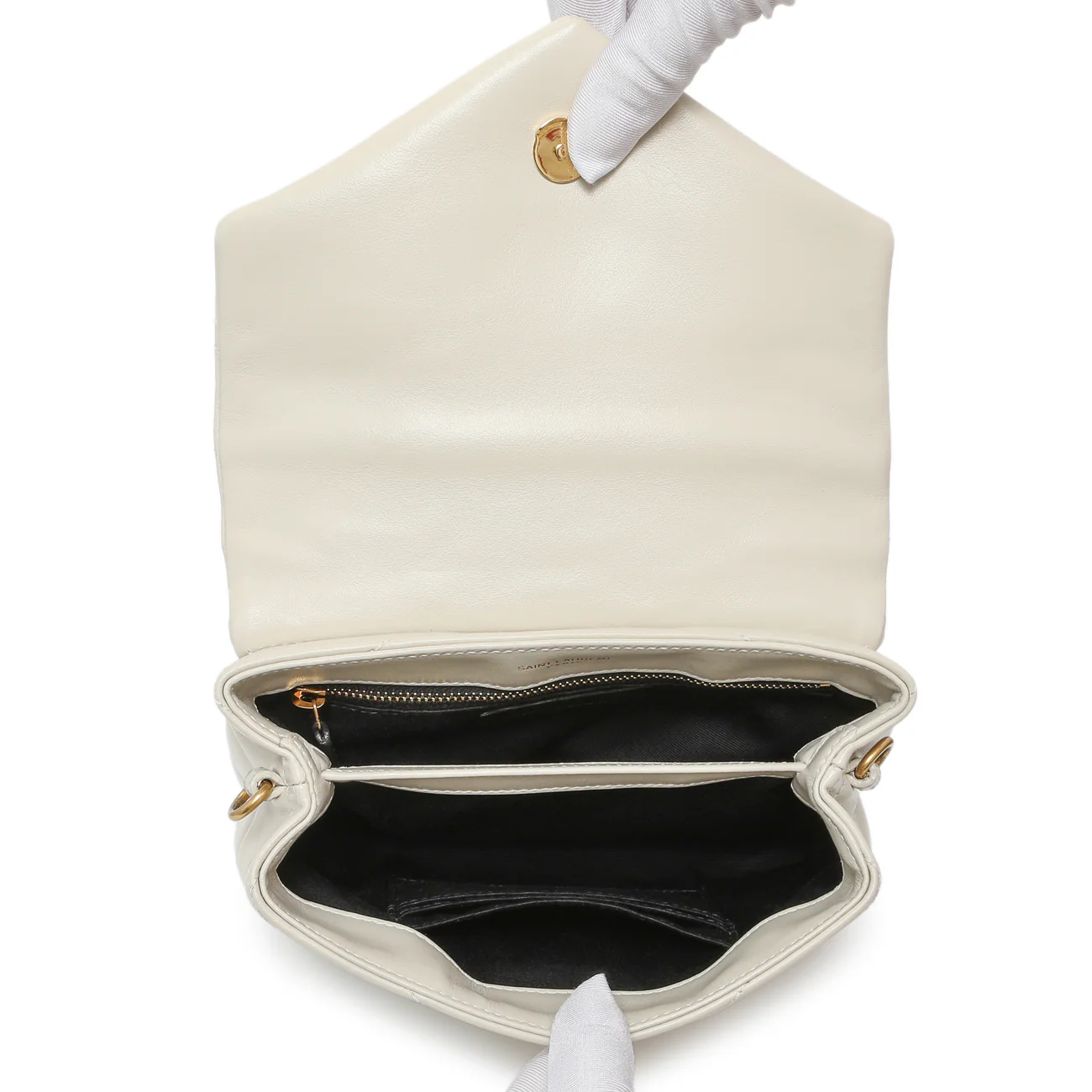 Saint Laurent Ivory Calfskin Monogram Toy Loulou Crossbody - Image 8
