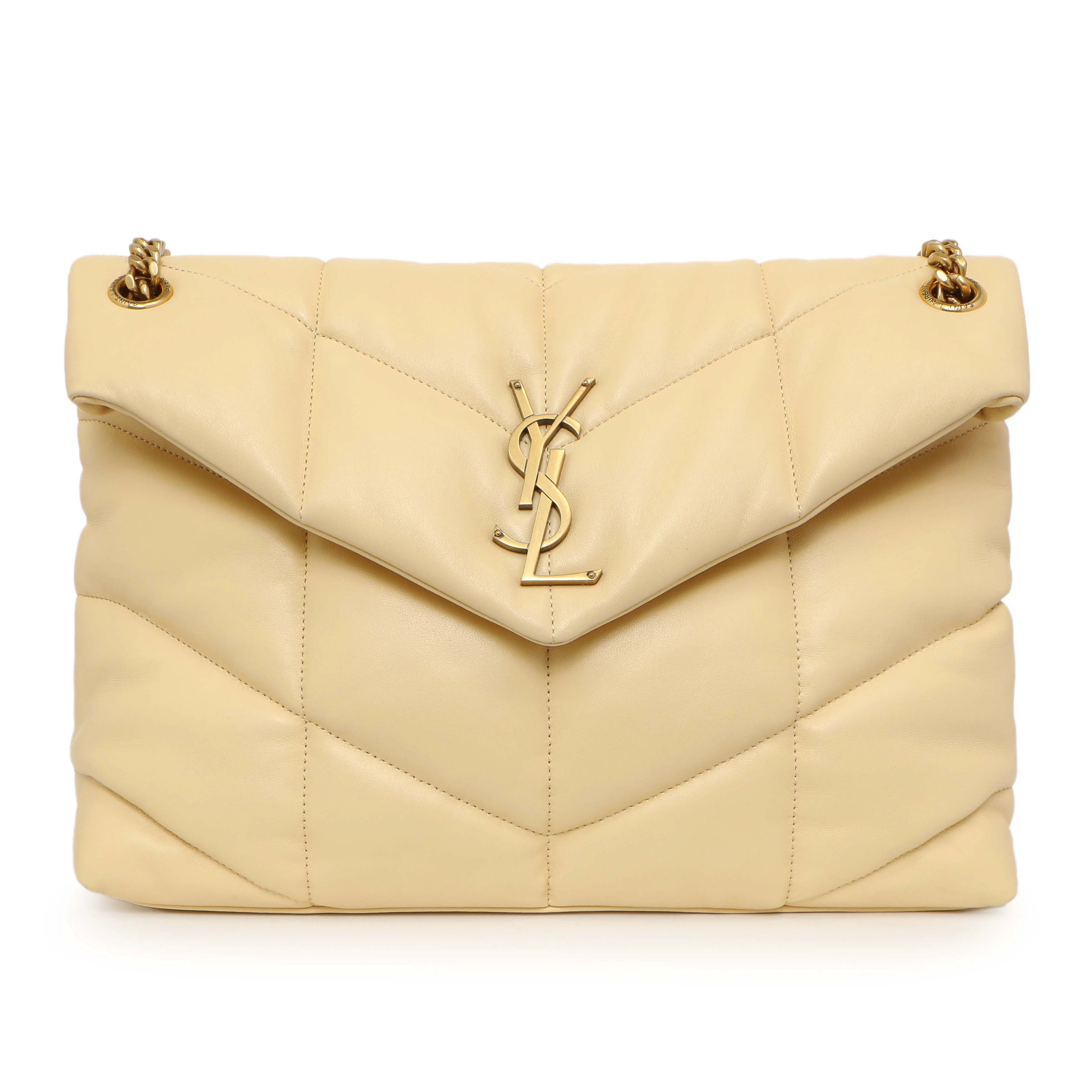 Saint Laurent Jaune Pale Lambskin Medium Loulou Puffer - Image 2