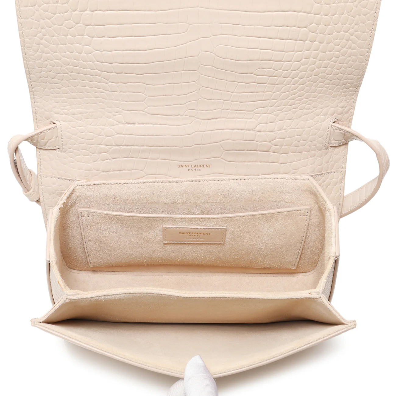Saint Laurent Light Pink Crocodile Embossed Calfskin Medium Bellechasse - Image 9