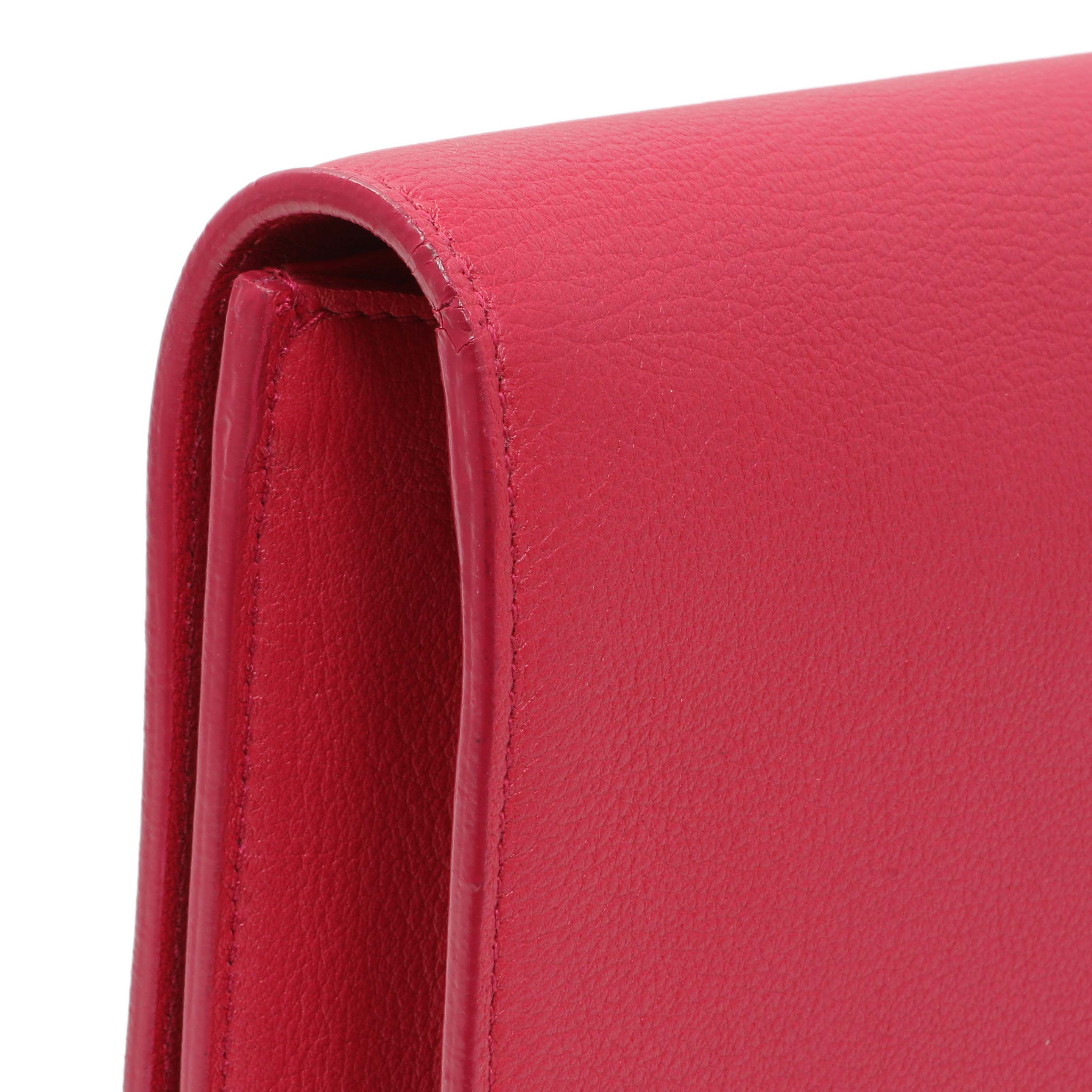 Saint Laurent Lipstick Fuchsia Calfskin Monogram Large Belle De Jour Clutch - Image 11