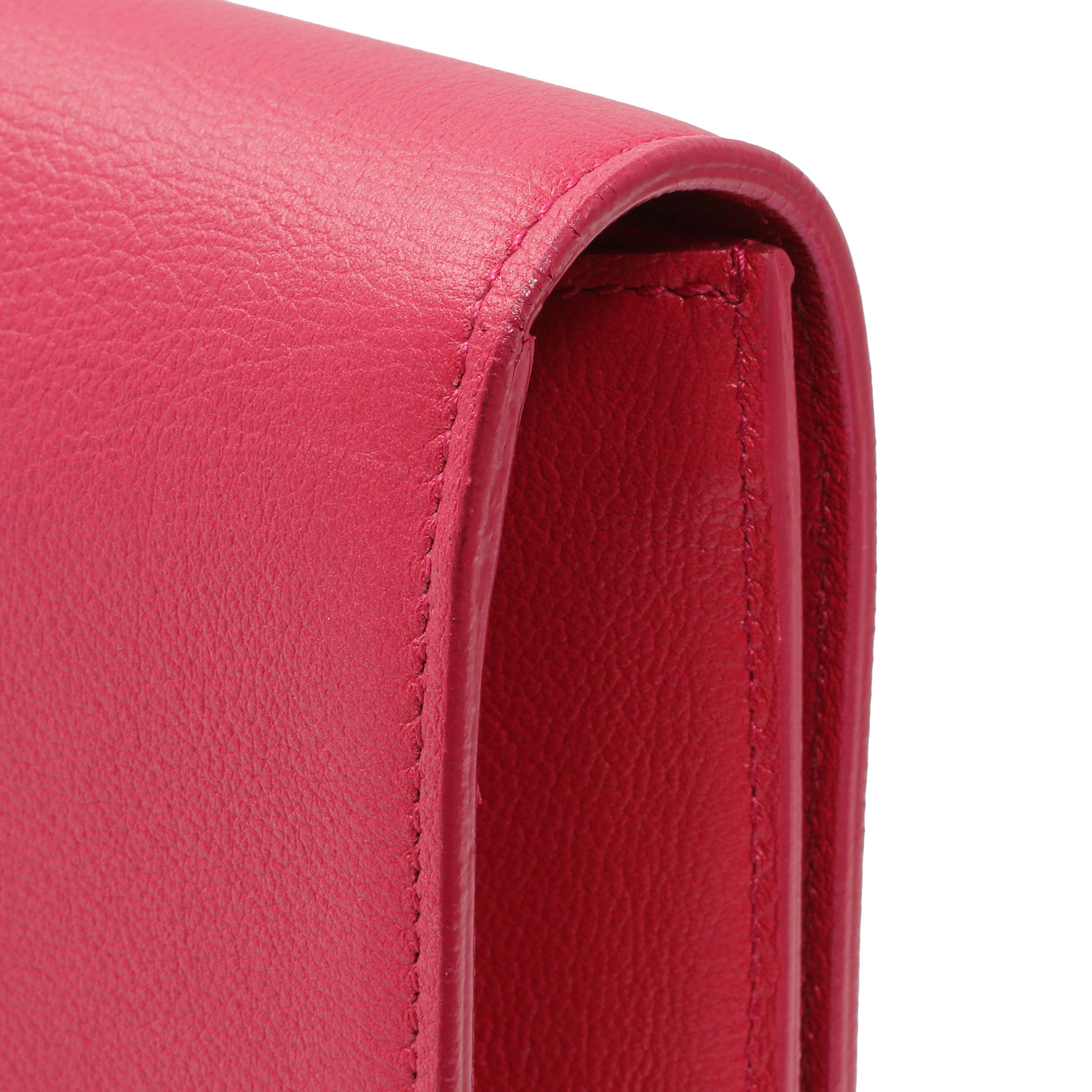 Saint Laurent Lipstick Fuchsia Calfskin Monogram Large Belle De Jour Clutch - Image 12