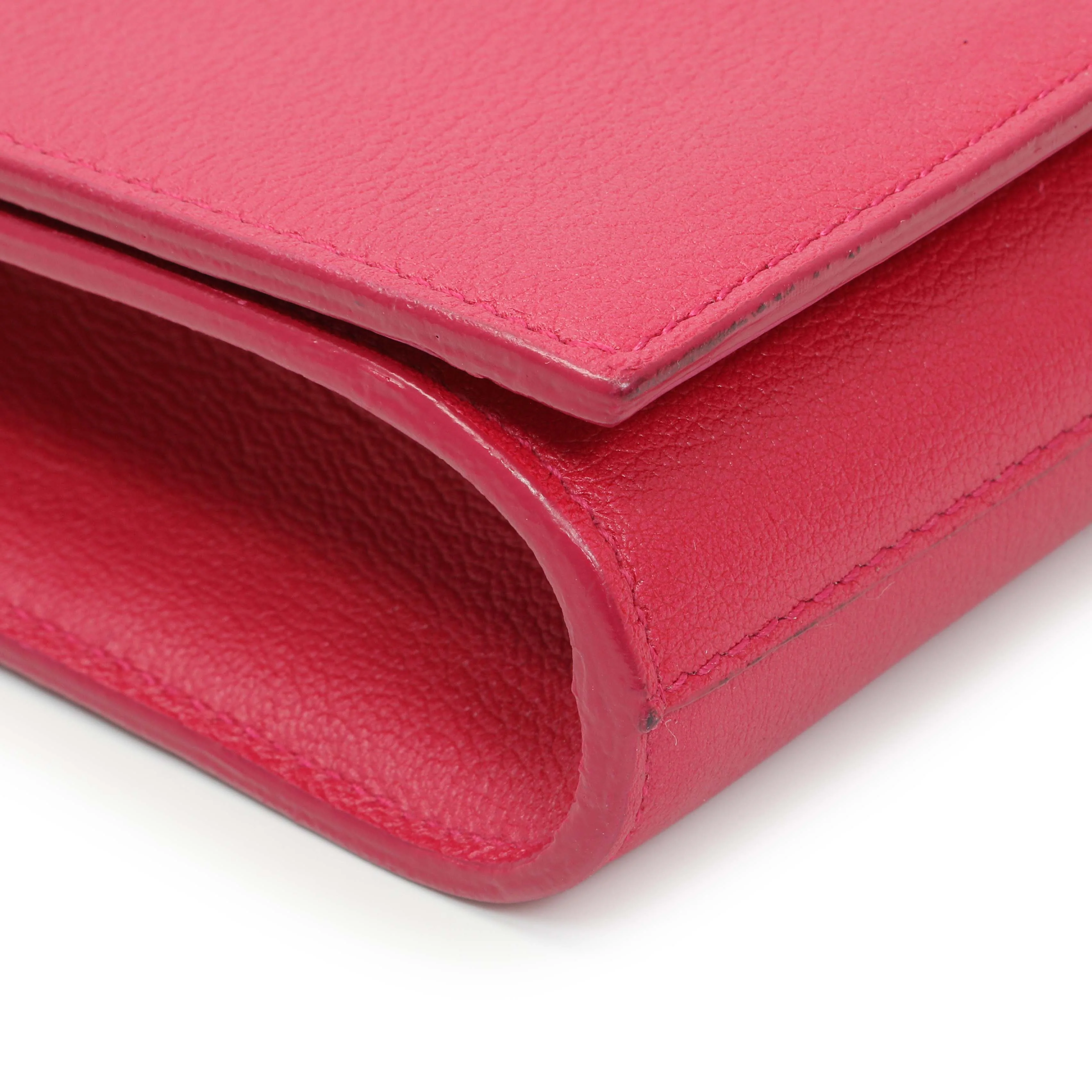 Saint Laurent Lipstick Fuchsia Calfskin Monogram Large Belle De Jour Clutch - Image 5