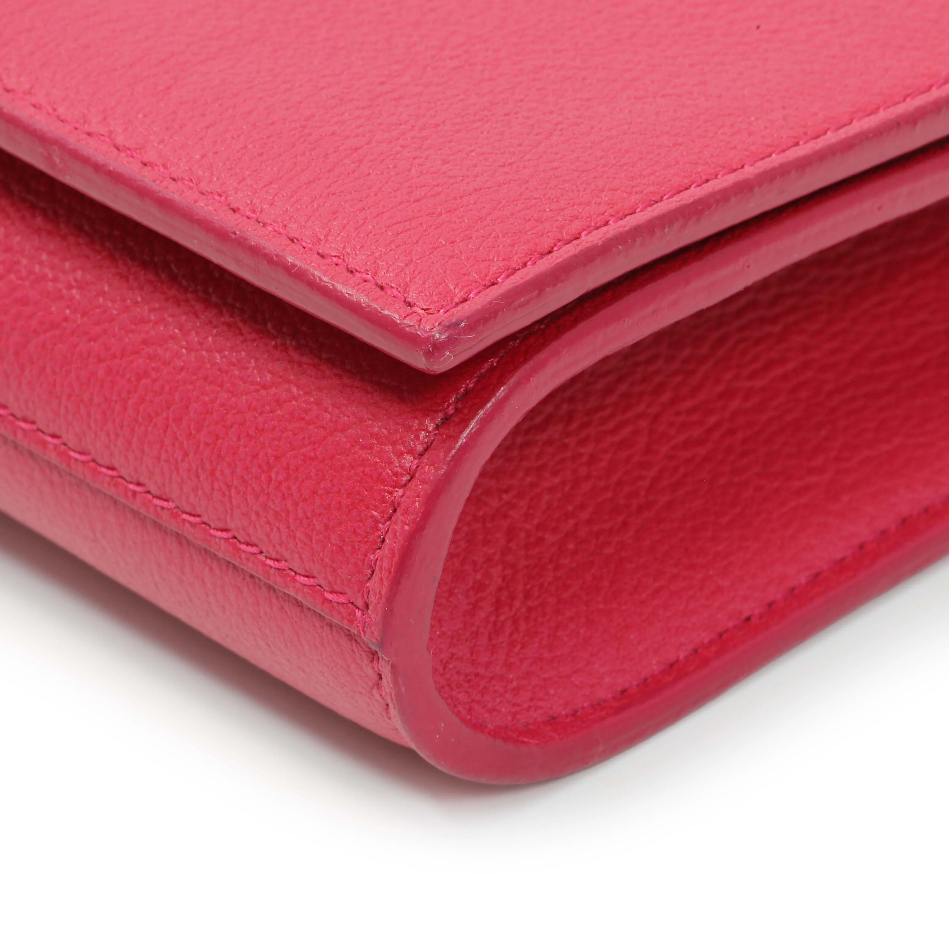 Saint Laurent Lipstick Fuchsia Calfskin Monogram Large Belle De Jour Clutch - Image 6