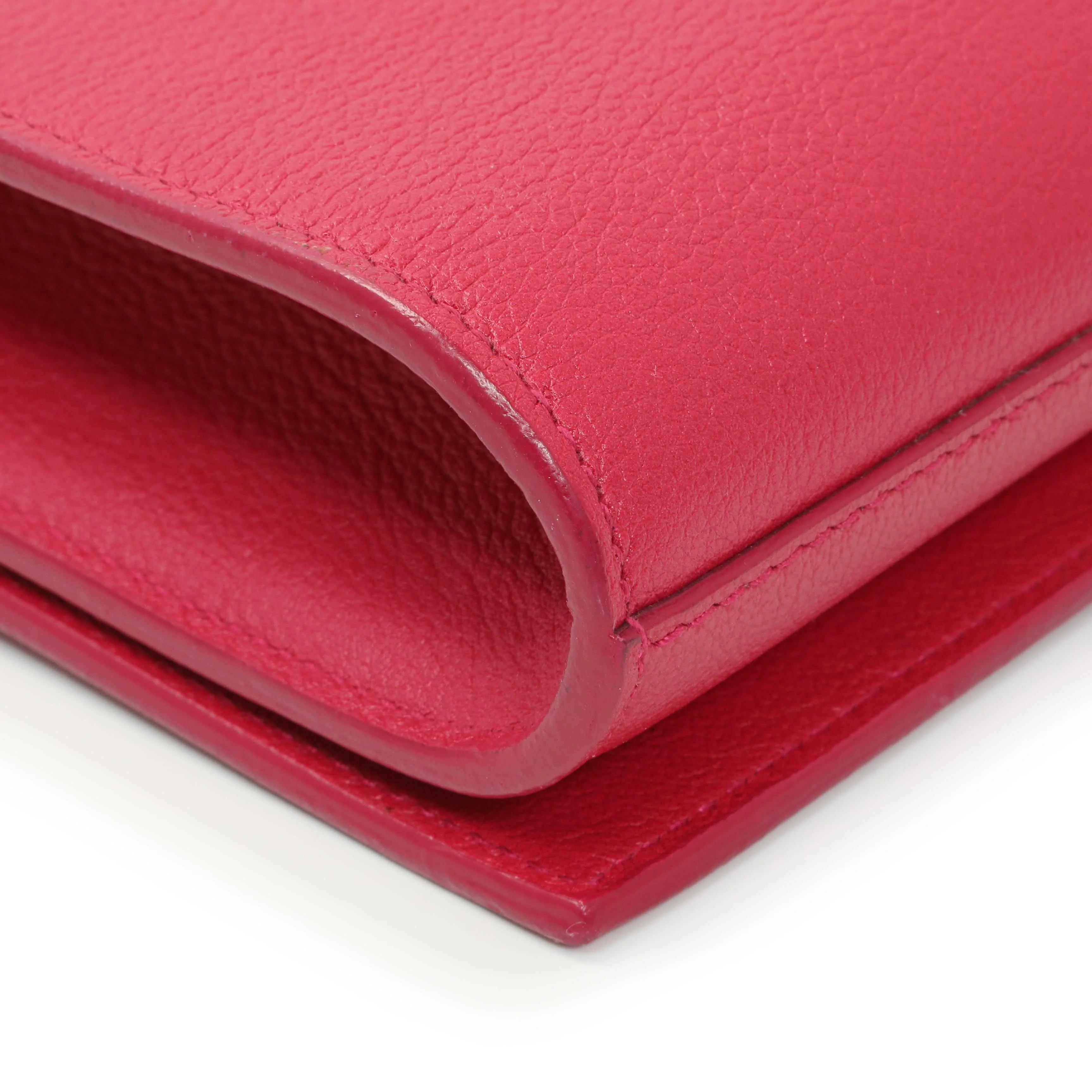 Saint Laurent Lipstick Fuchsia Calfskin Monogram Large Belle De Jour Clutch - Image 7
