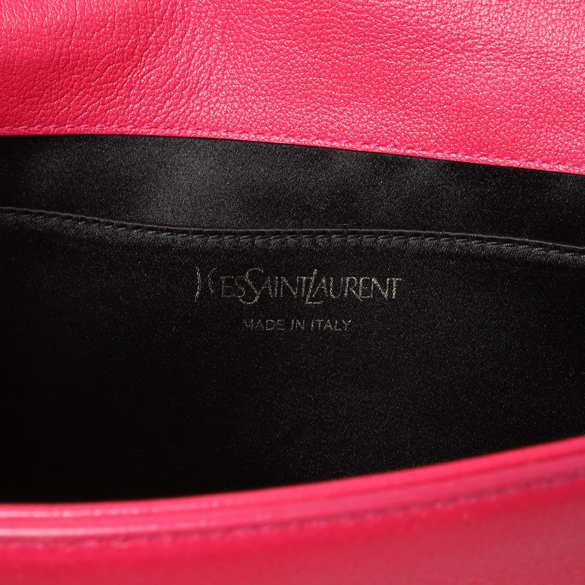 Saint Laurent Lipstick Fuchsia Calfskin Monogram Large Belle De Jour Clutch - Image 9