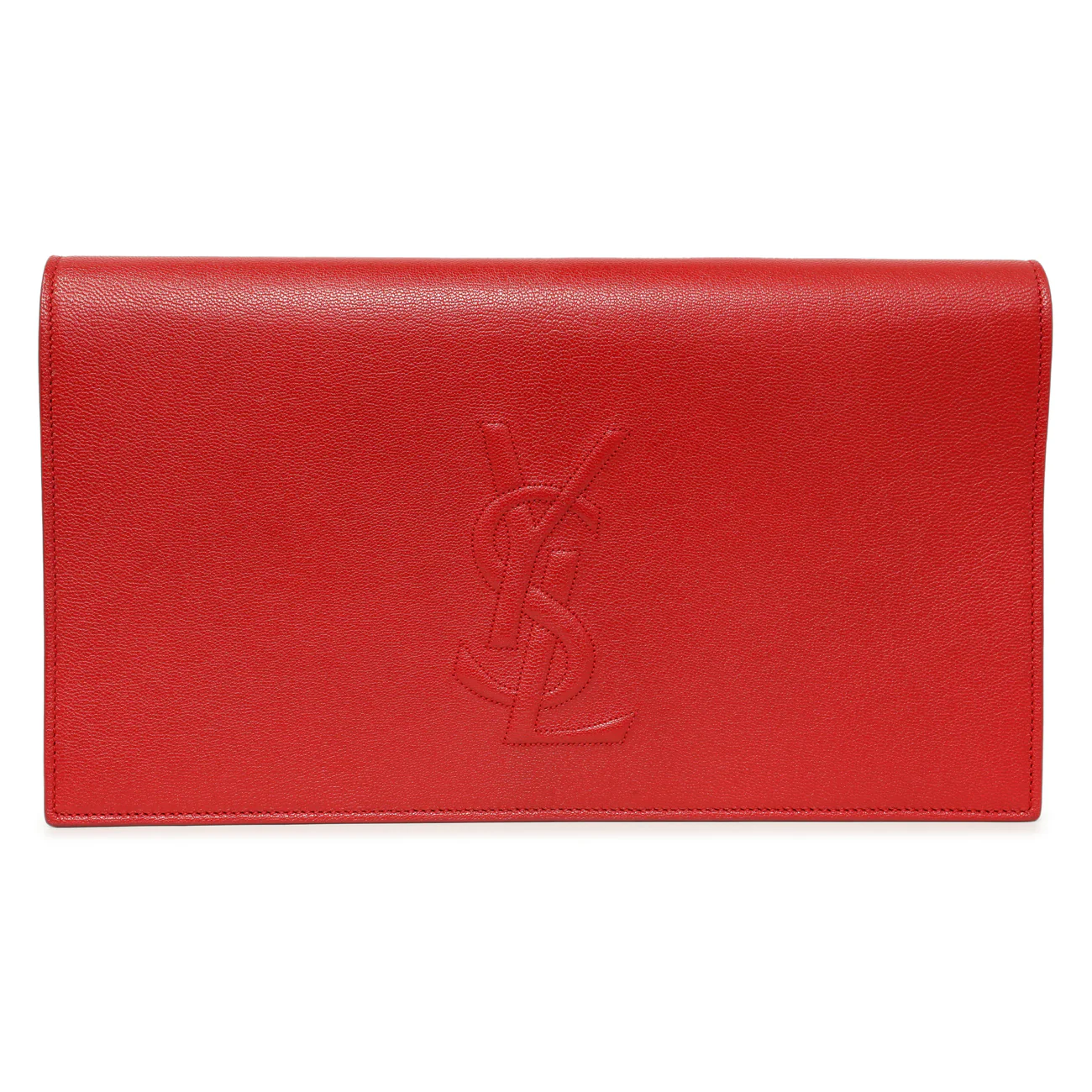 Saint Laurent Red Calfskin Monogram Belle de Jour Clutch