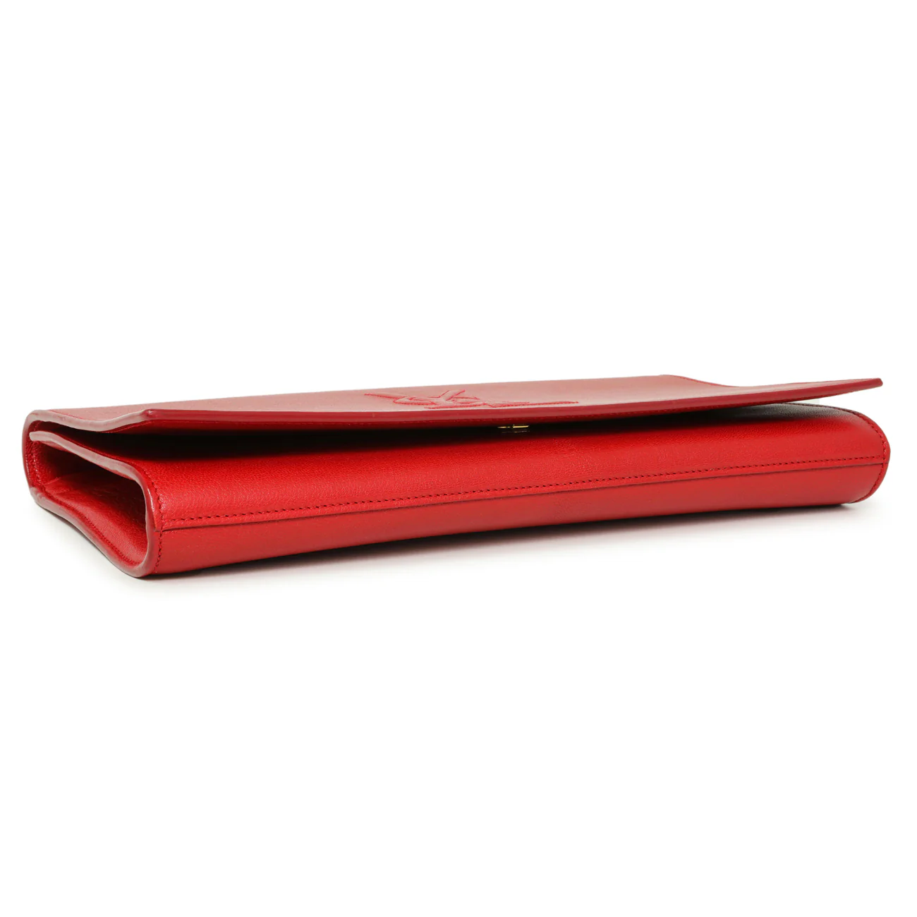 Saint Laurent Red Calfskin Monogram Belle de Jour Clutch - Image 3