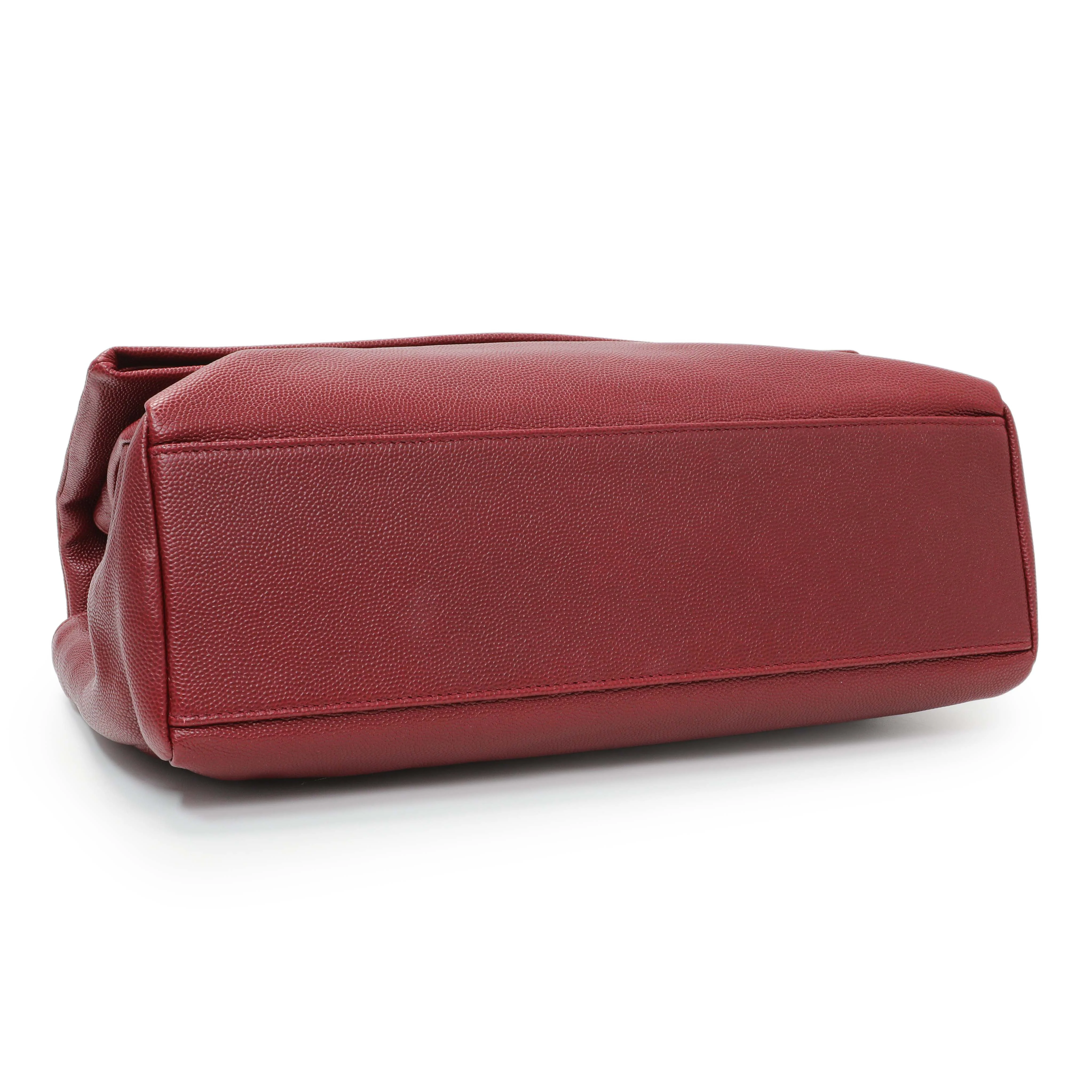 Saint Laurent Red Grain De Poudre Medium West Hollywood Monogram Fold-Over - Image 3