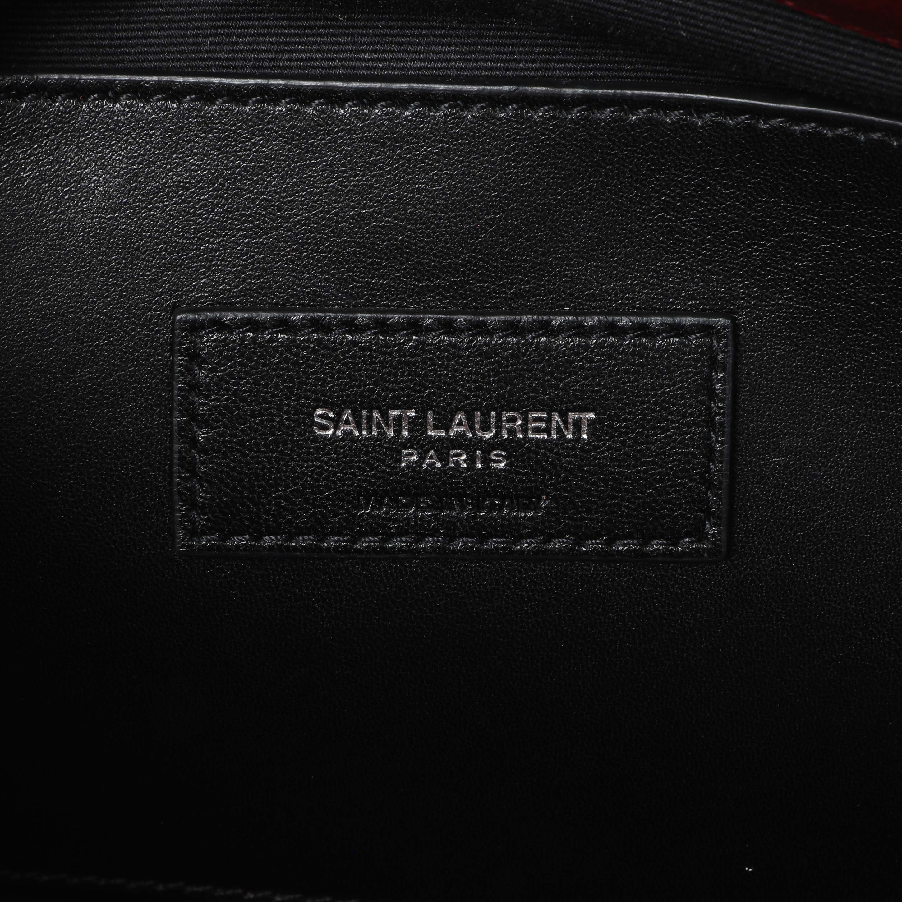 Saint Laurent Red Grain De Poudre Medium West Hollywood Monogram Fold-Over - Image 5