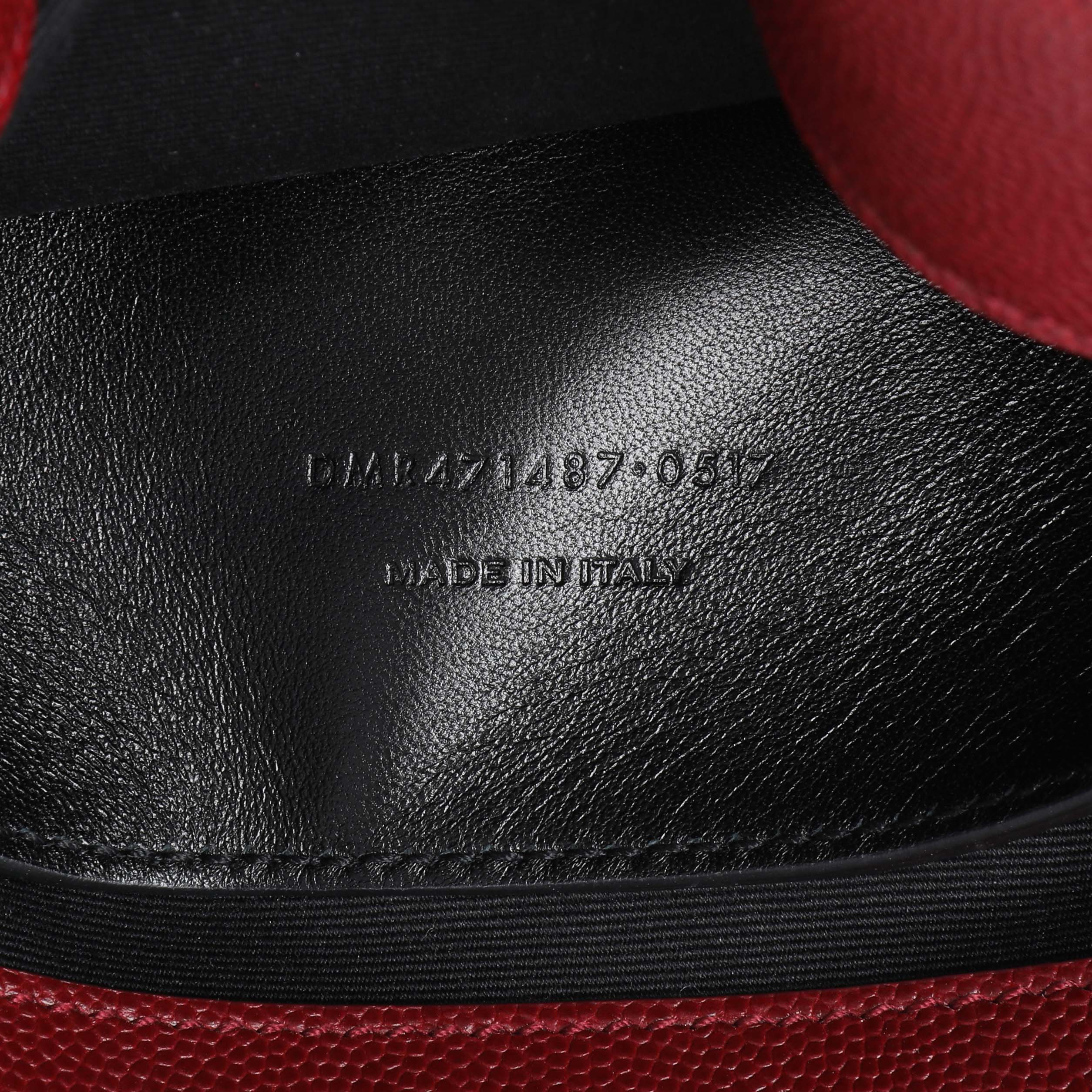 Saint Laurent Red Grain De Poudre Medium West Hollywood Monogram Fold-Over - Image 6