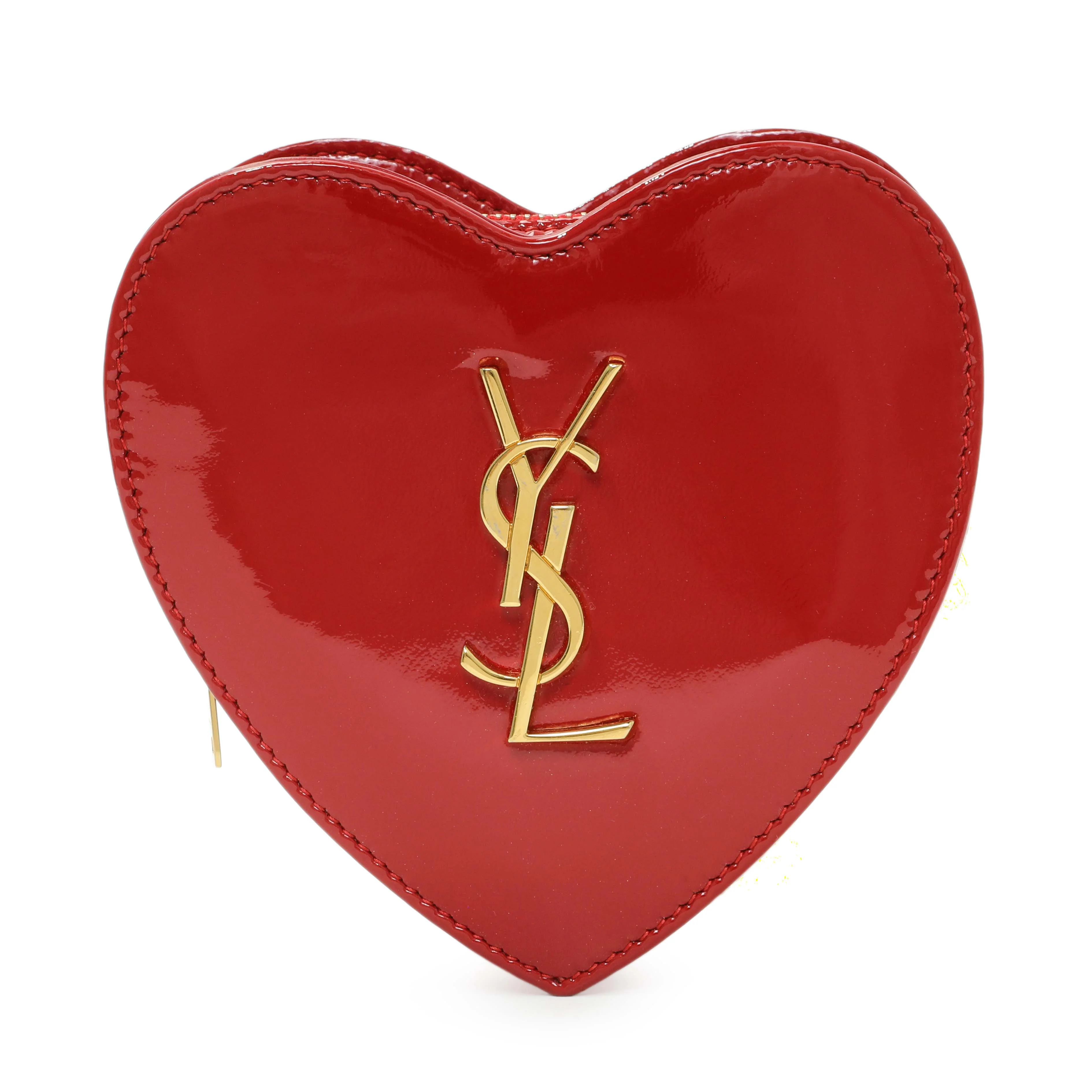 Saint Laurent Red Patent Mini Heart Chain Bag - Image 2