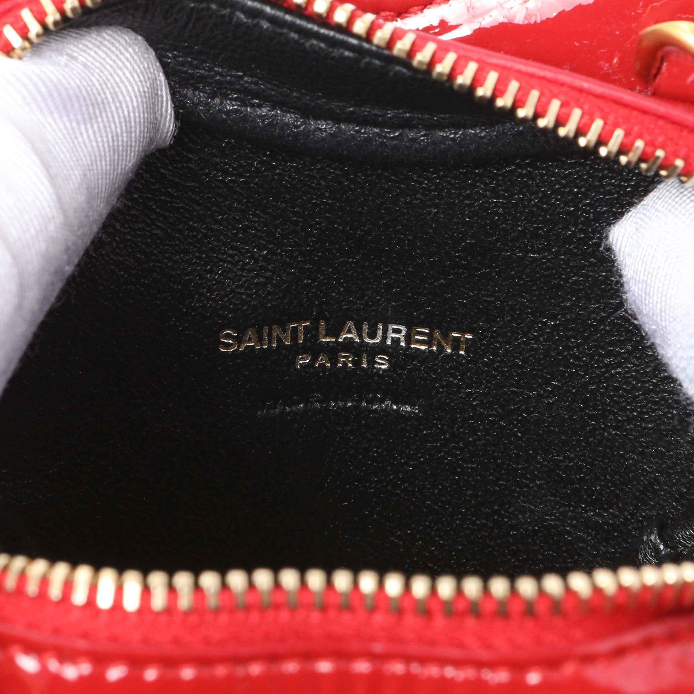 Saint Laurent Red Patent Mini Heart Chain Bag - Image 6