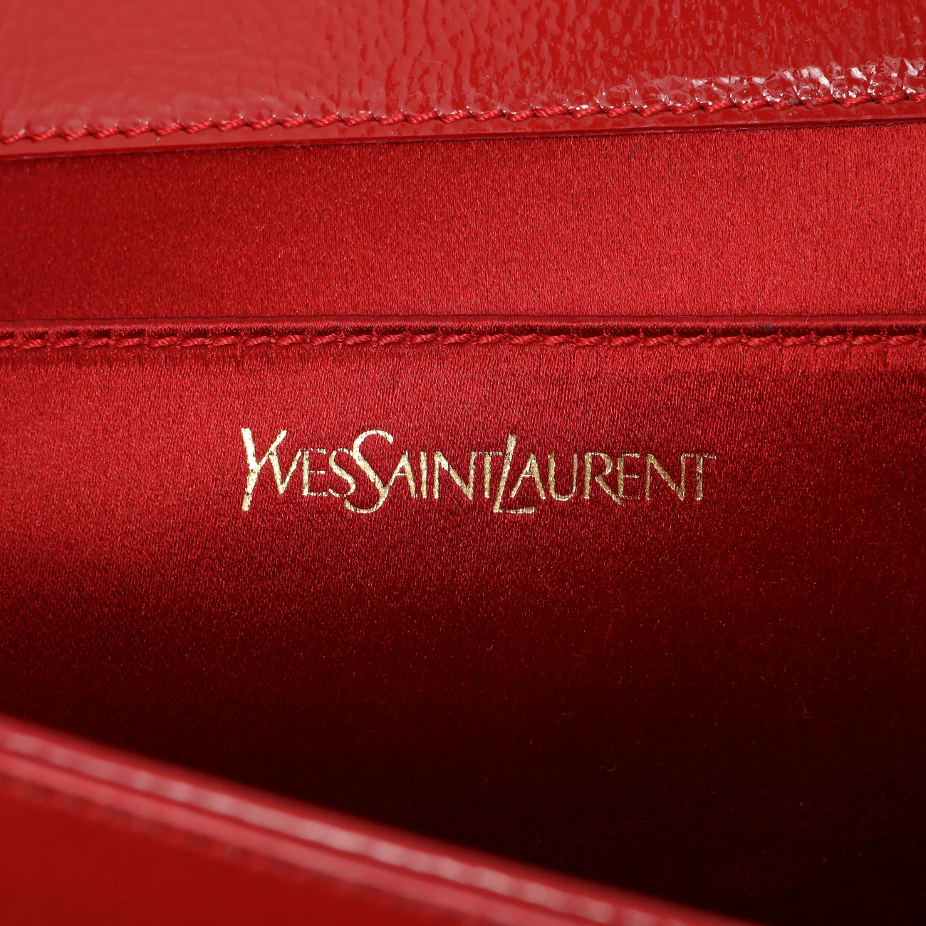 Saint Laurent Red Textured Patent Monogram Large Belle De Jour Clutch - Image 11