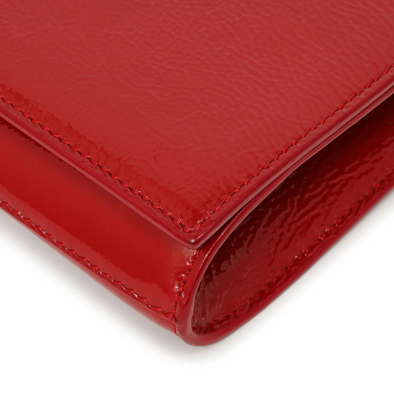 Saint Laurent Red Textured Patent Monogram Large Belle De Jour Clutch - Image 5